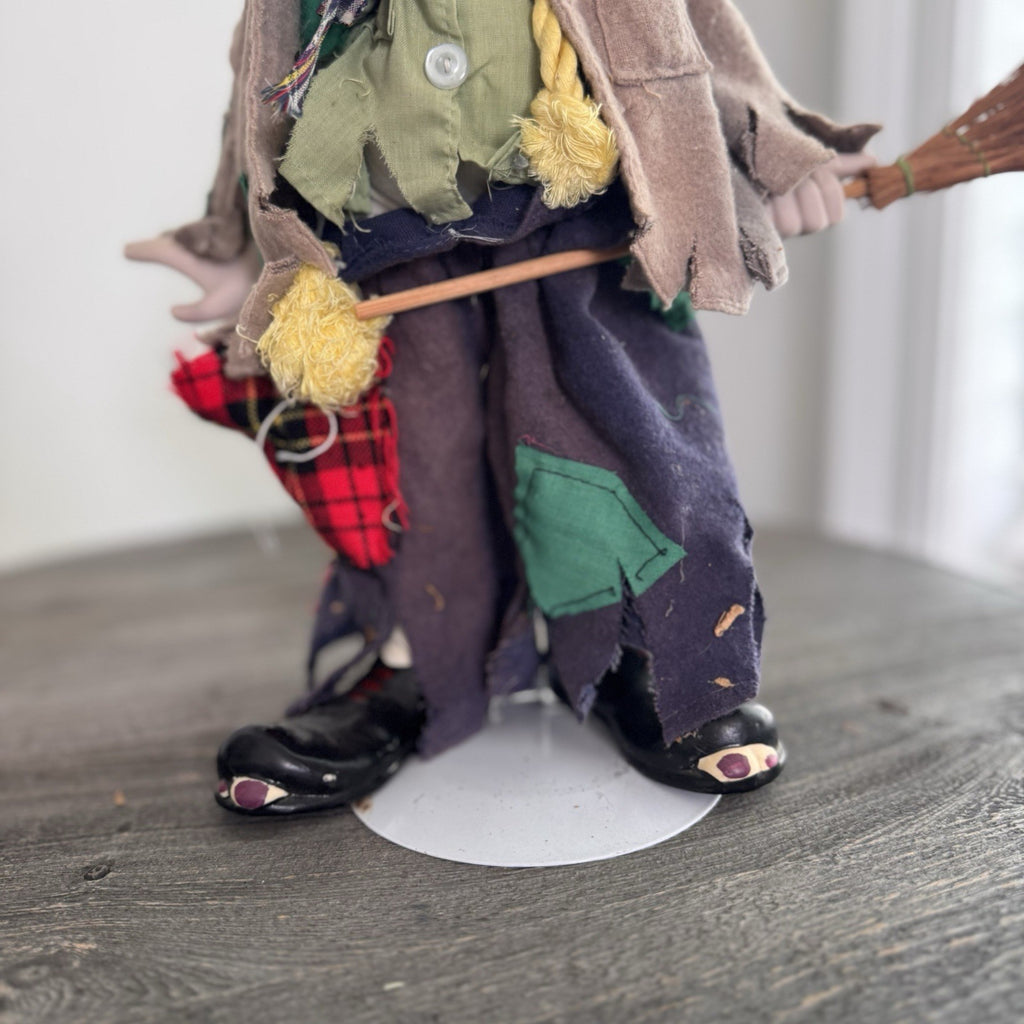 Vintage Sad Hobo Clown Porcelain Figurine 13" Emmett Kelly Style with Broom