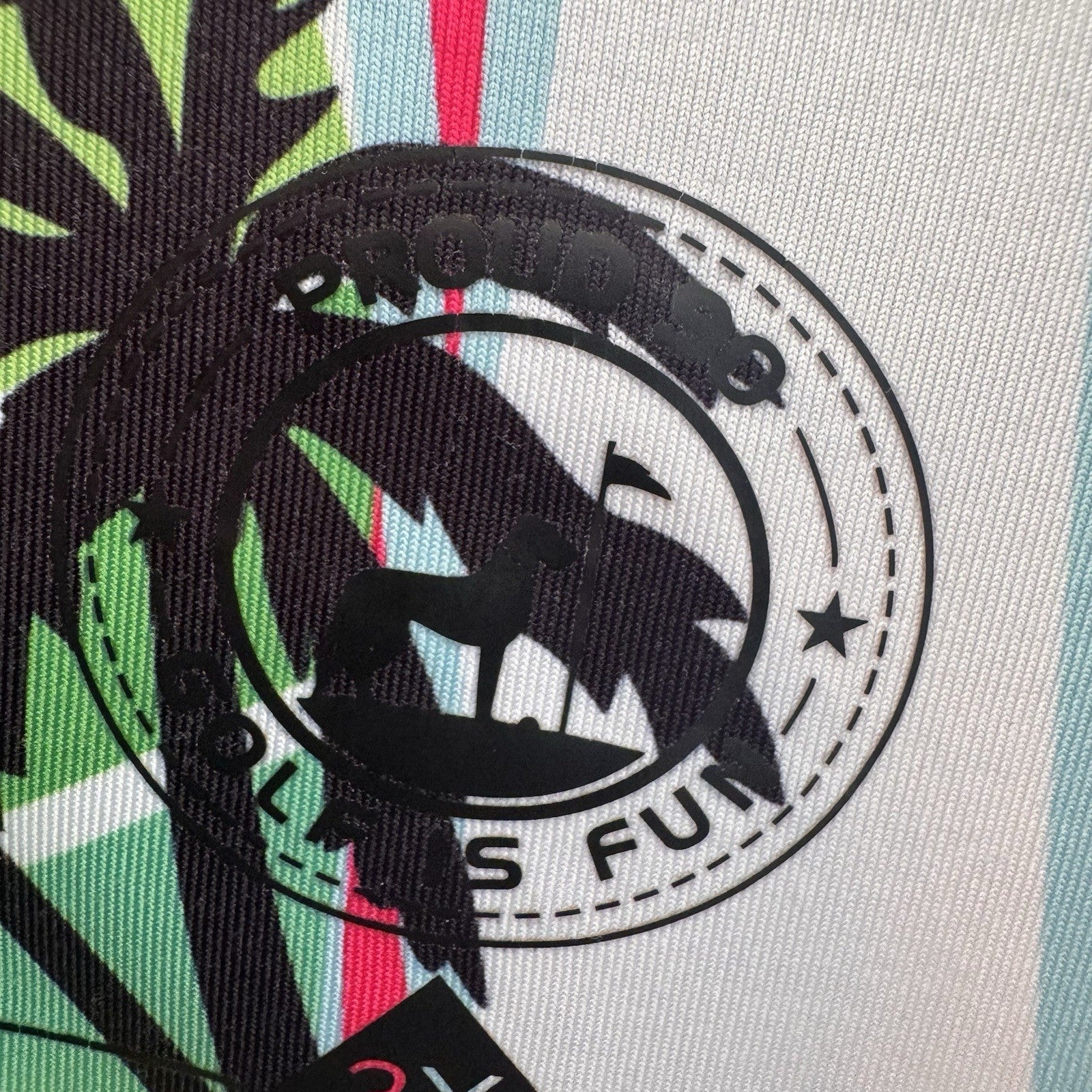 Proud Ninety Golf Polo Shirt Men's Size 3X Retro Palm Tree Geometric 90s Style