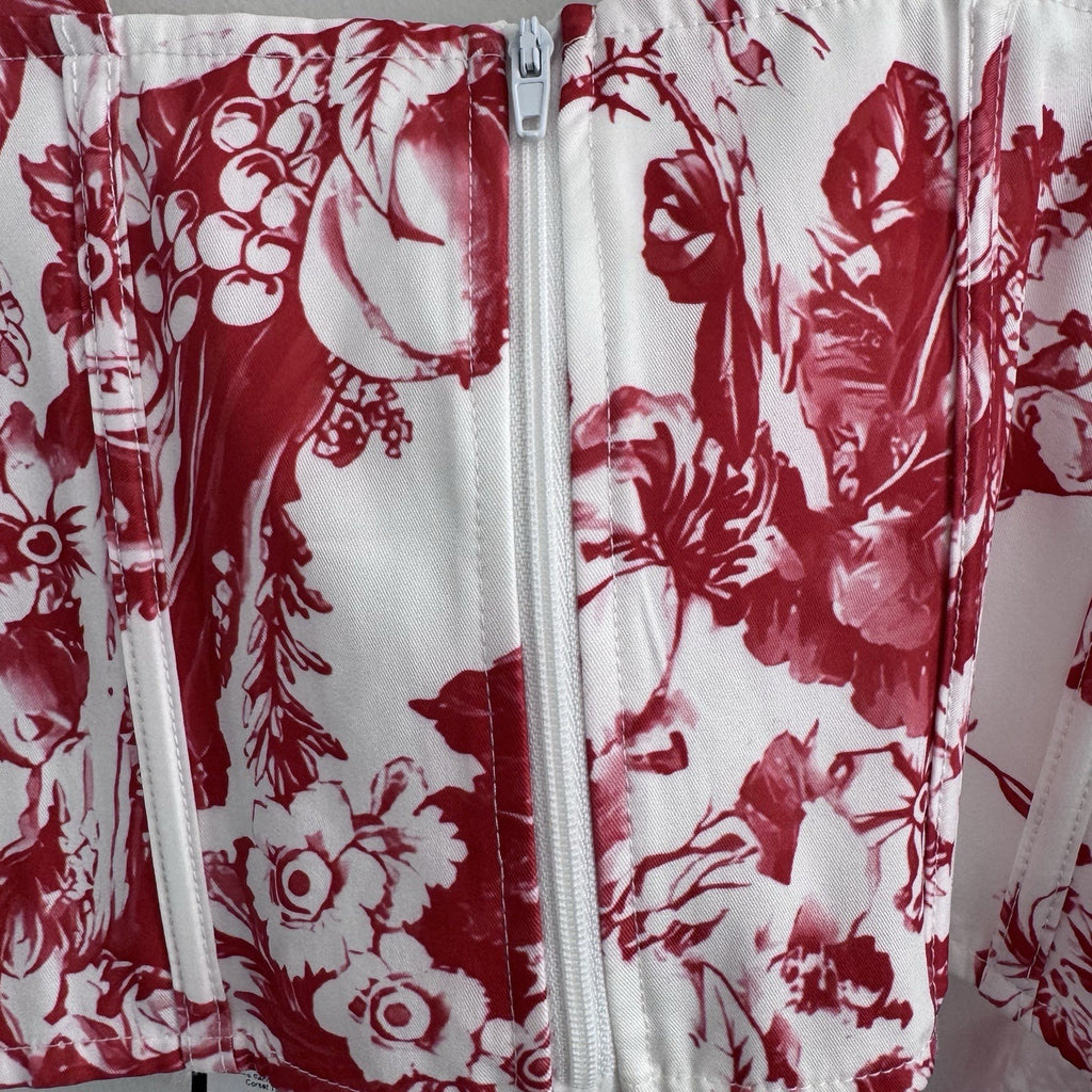 Fashion Nova Floral Corset Top White Red Size L NWT Bustier Y2K