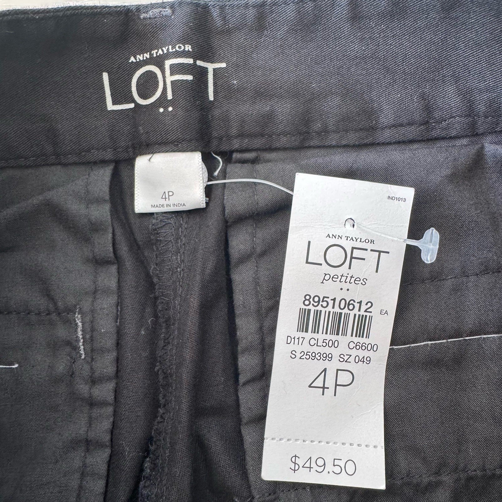 LOFT NWT 4P Black Petite Slim Straight Ankle Work Pants