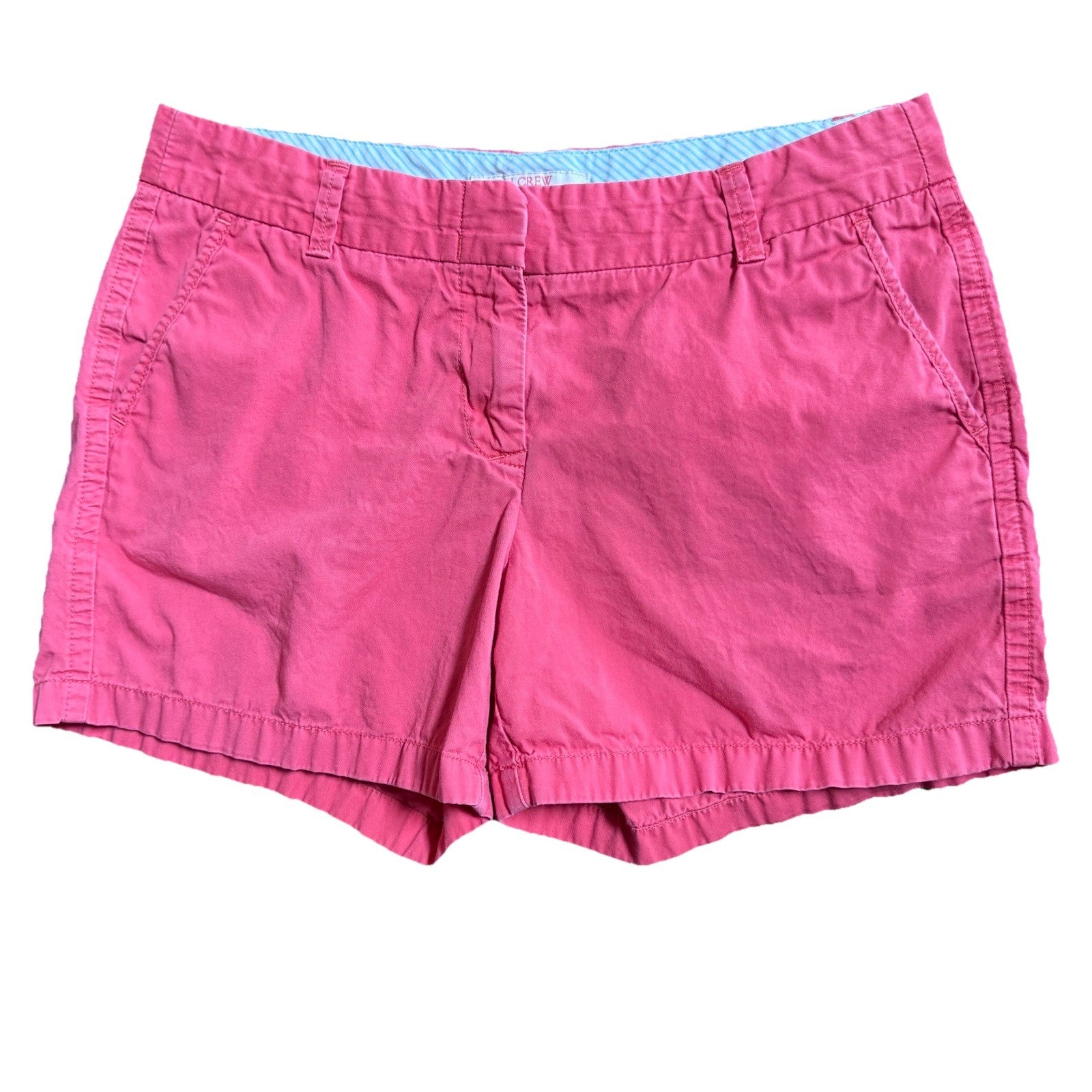 J.Crew Women’s Chino Shorts Size 8 Coral Pink Broken-In 100% Cotton Summer Style