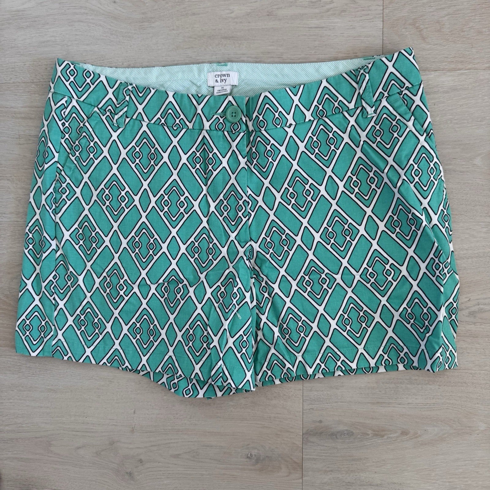 Crown & Ivy Shorts Lot Of 2  Size 14 Geometric & Medallion Print Cotton