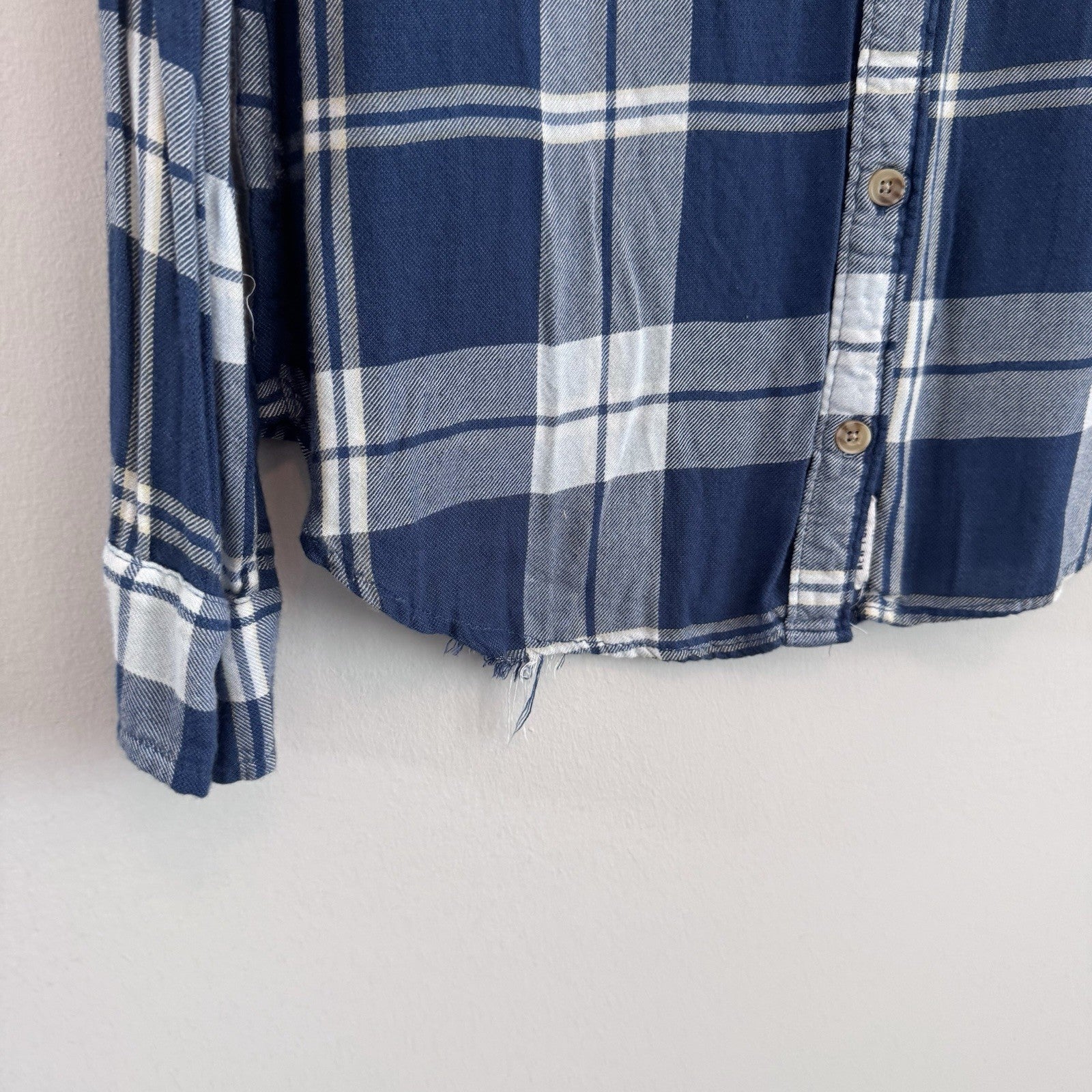 Abercrombie & Fitch Plaid Button Up Shirt Women S Blue Flannel Top