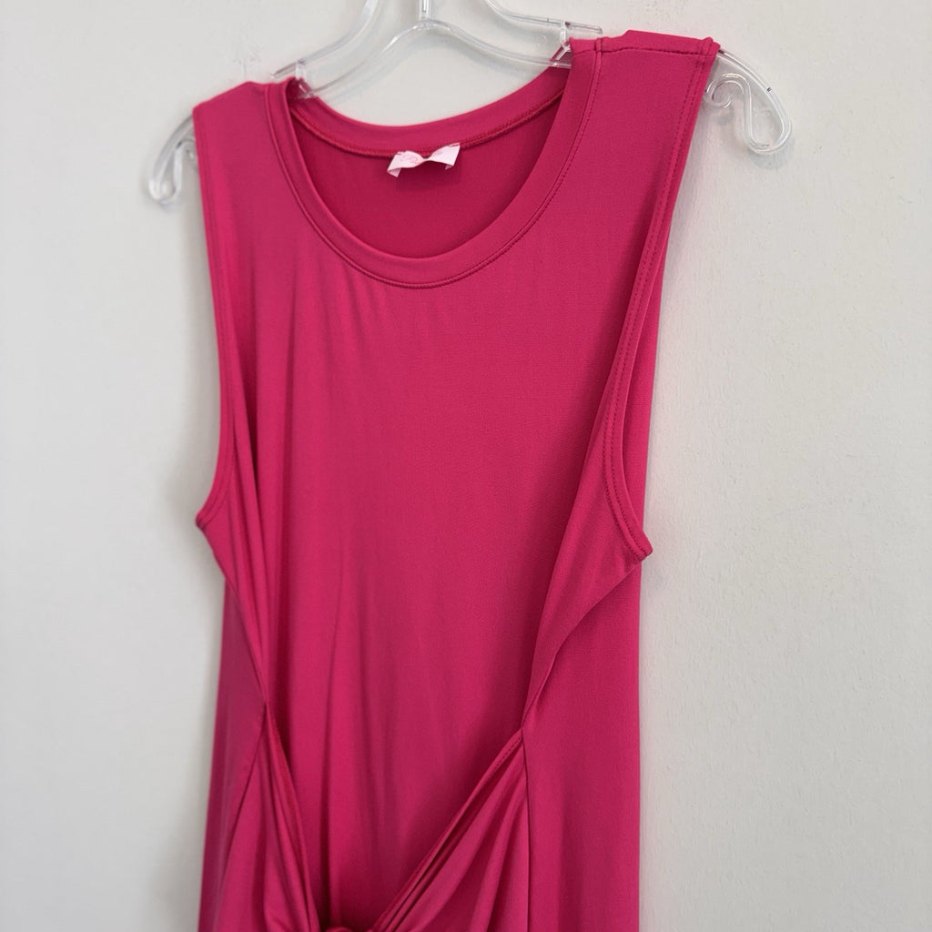 Pink Lily Women’s XL Hot Pink Sleeveless Front Tie Knot T-Shirt Mini Dress USA