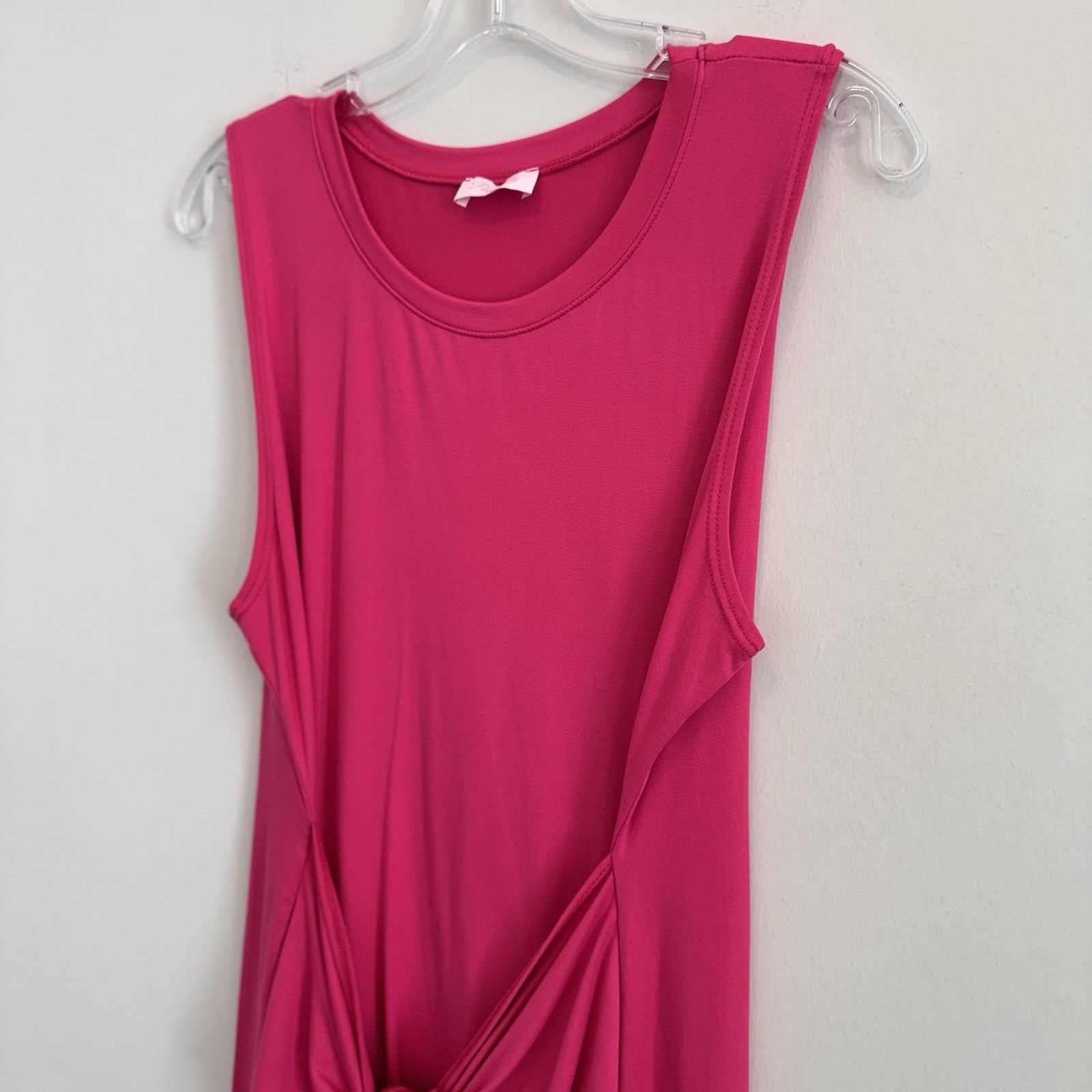 Pink Lily Women’s XL Hot Pink Sleeveless Front Tie Knot T-Shirt Mini Dress USA