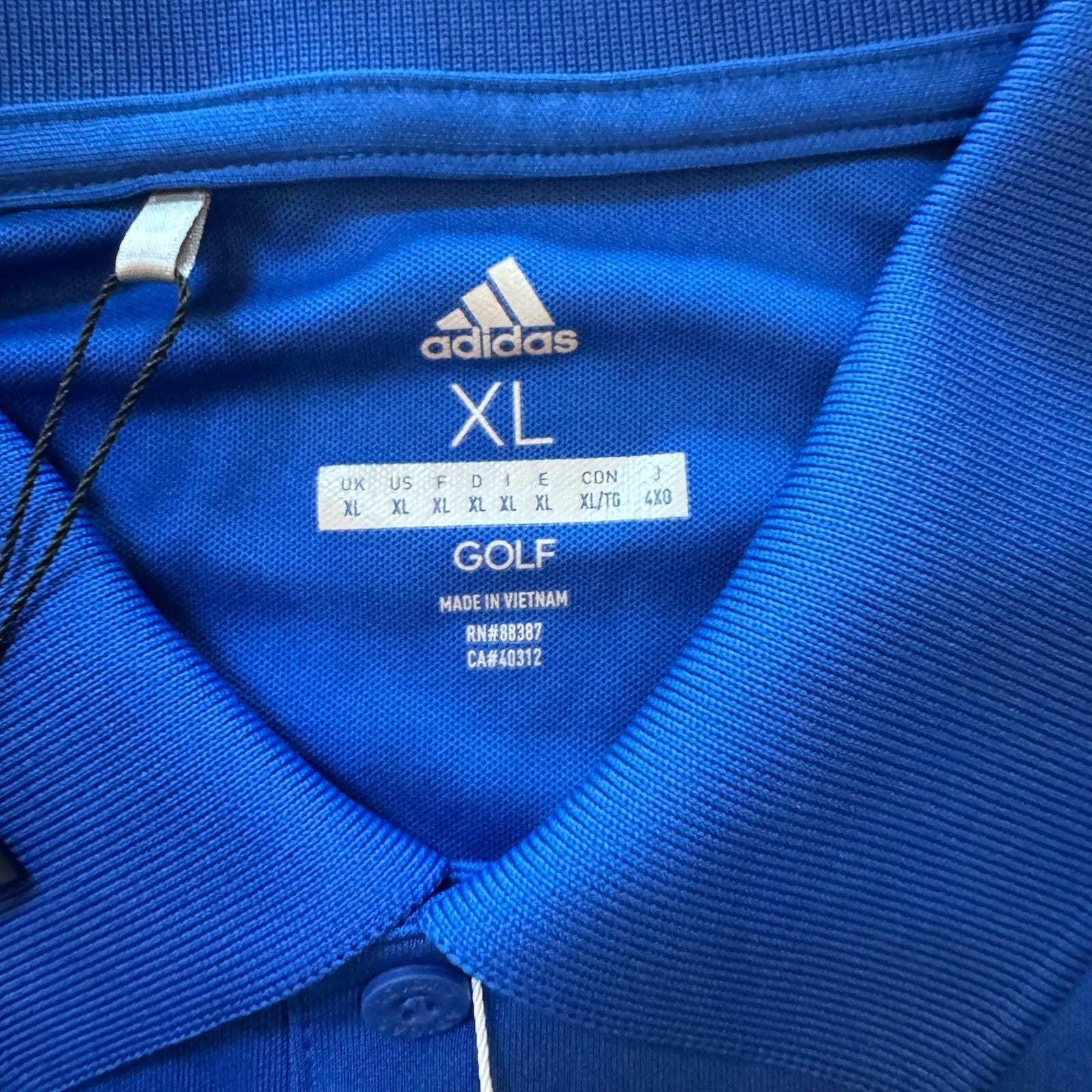 Adidas Golf Polo Shirt XL Blue UPF 50 Grey Goose Vodka Logo NWT