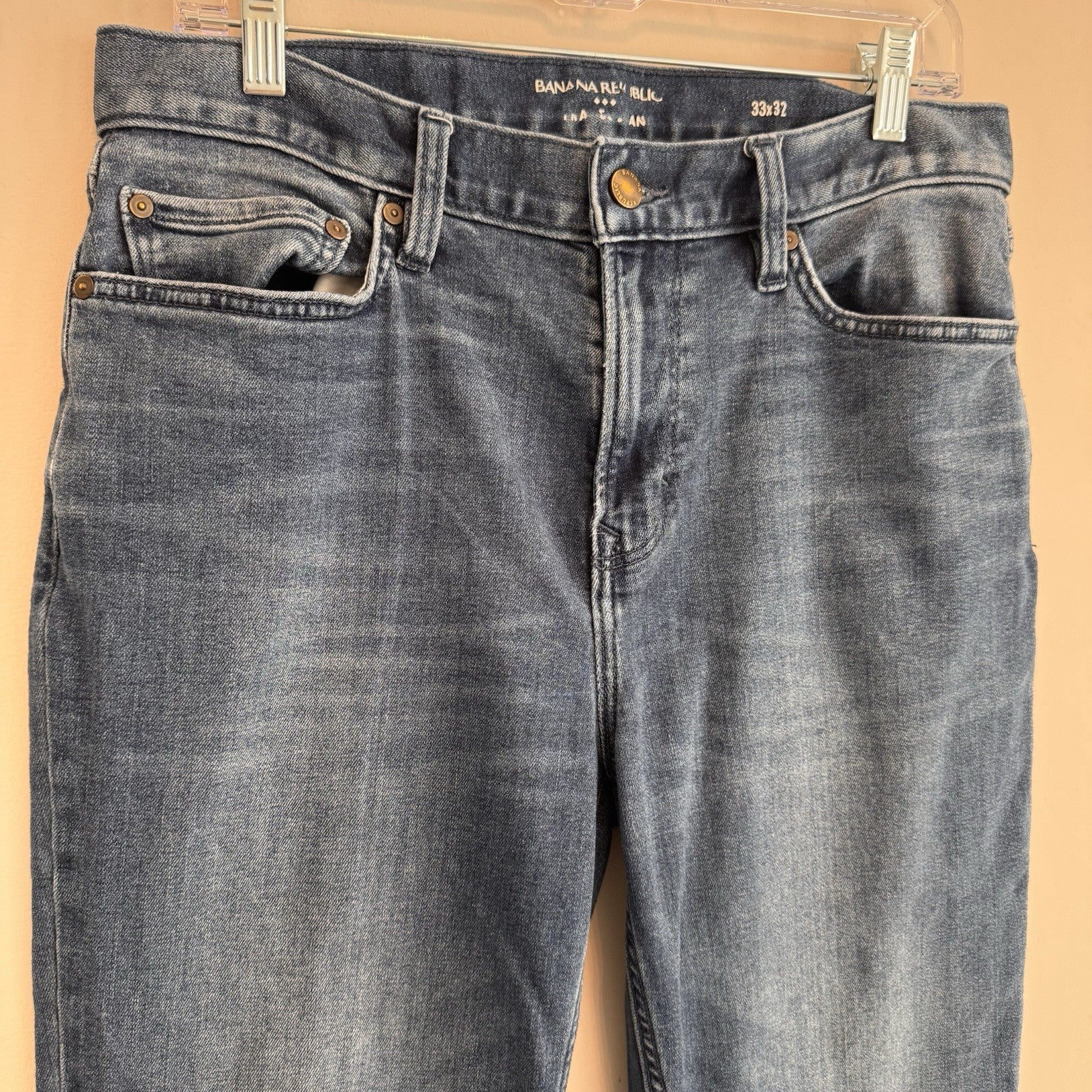 Banana Republic Traveler Jeans 33x32 Slim Stretch Blue Denim