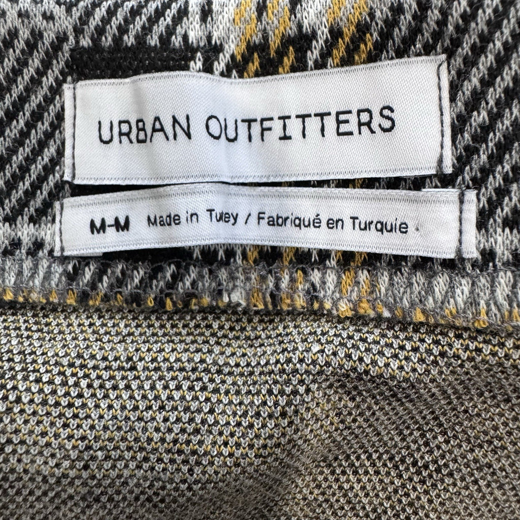 Urban Outfitters Plaid Mini Skirt Yellow Black Grey Ruched Knot Front Women's M