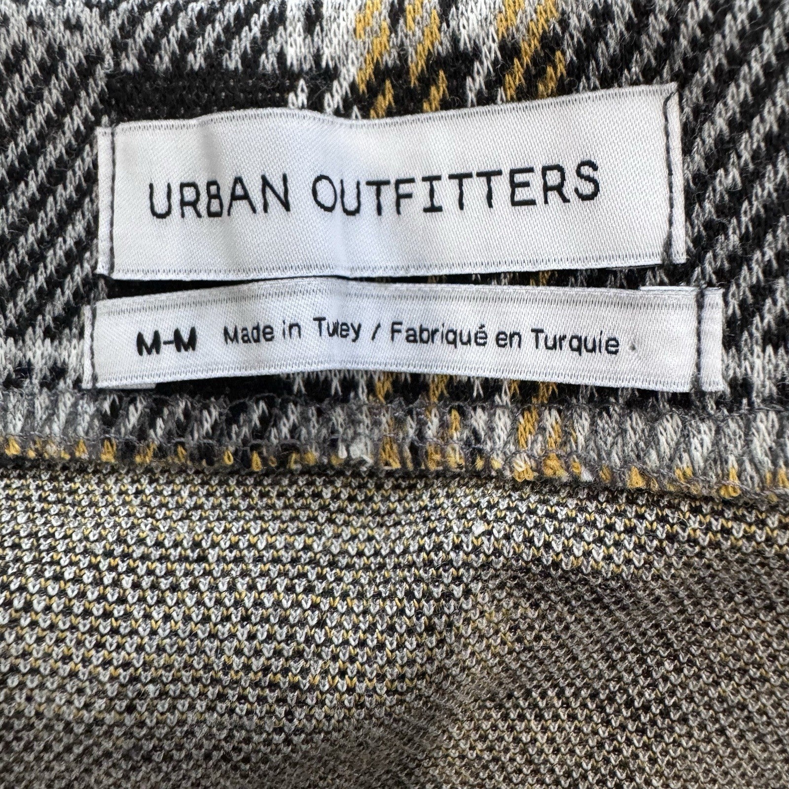 Urban Outfitters Plaid Mini Skirt Yellow Black Grey Ruched Knot Front Women's M