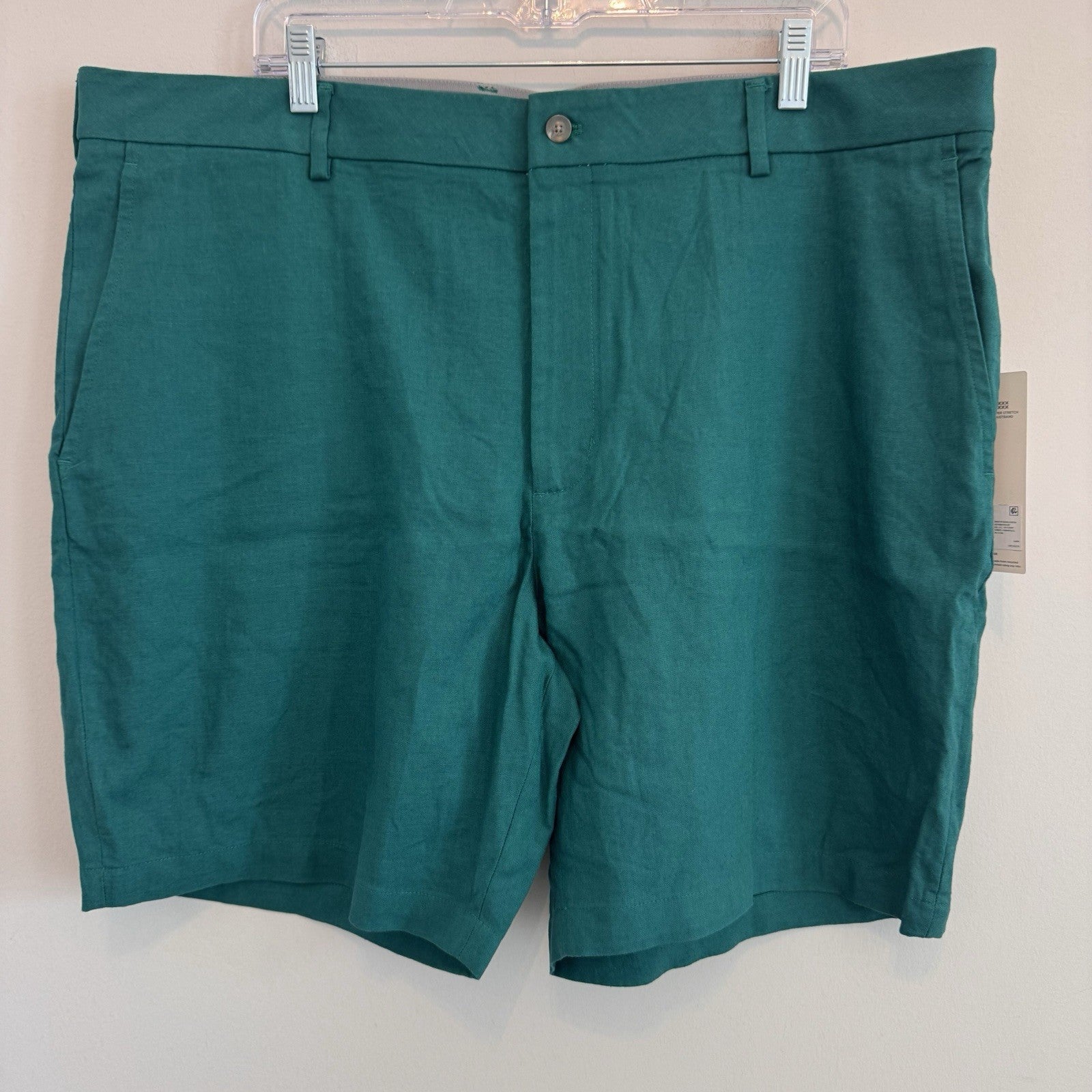 Walter Hagen Men's Clubhouse Linen Shorts W42 9" Inseam Flat Front Green NWT