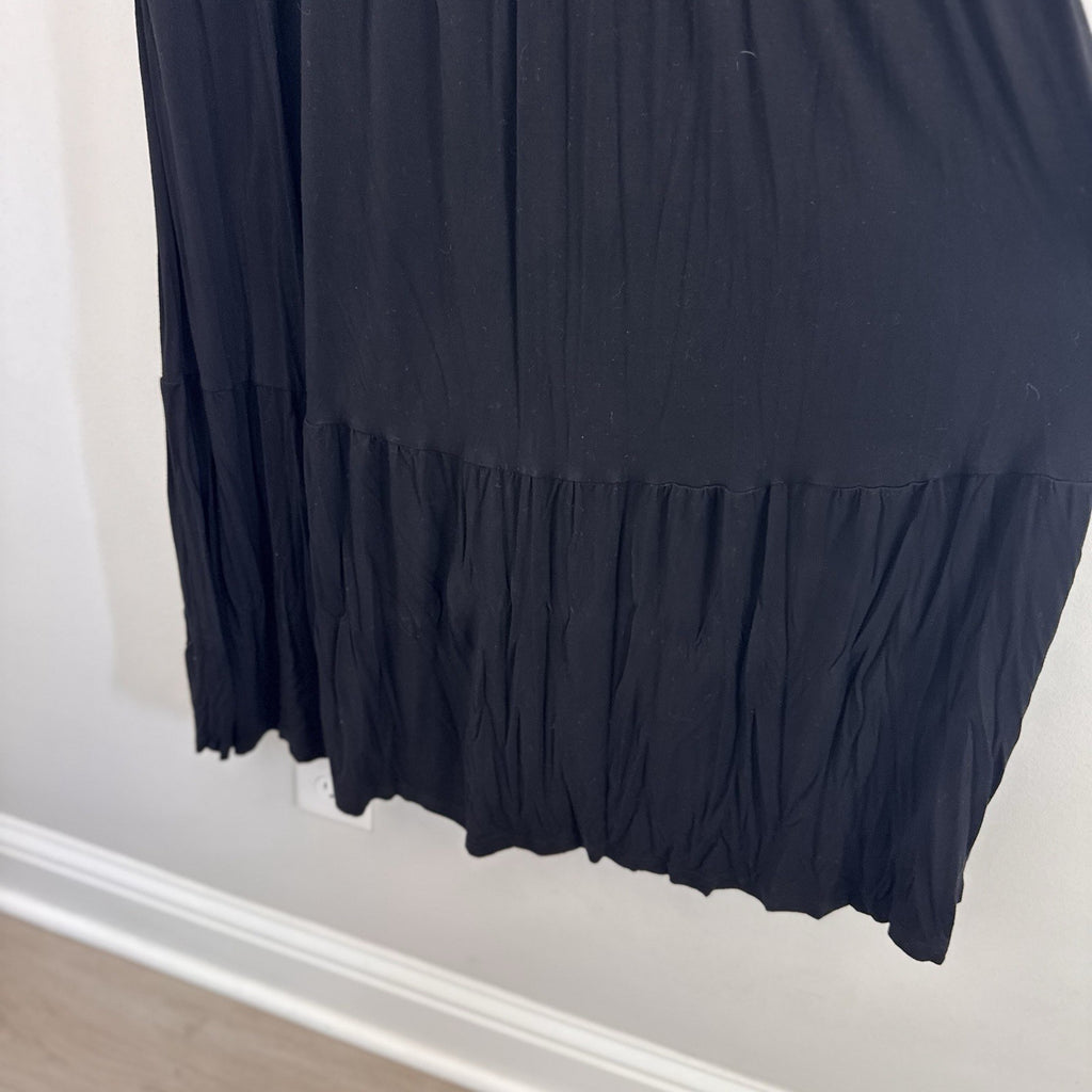 Pink Lily Women’s Black Tiered Maxi Dress - Size Large - Boho Chic