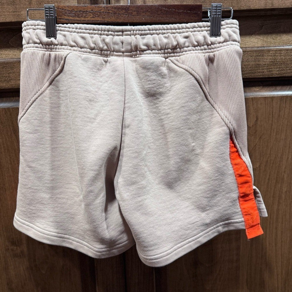 Adidas Badge of Sport Beige Lounge Shorts with Orange Trim - Size Small