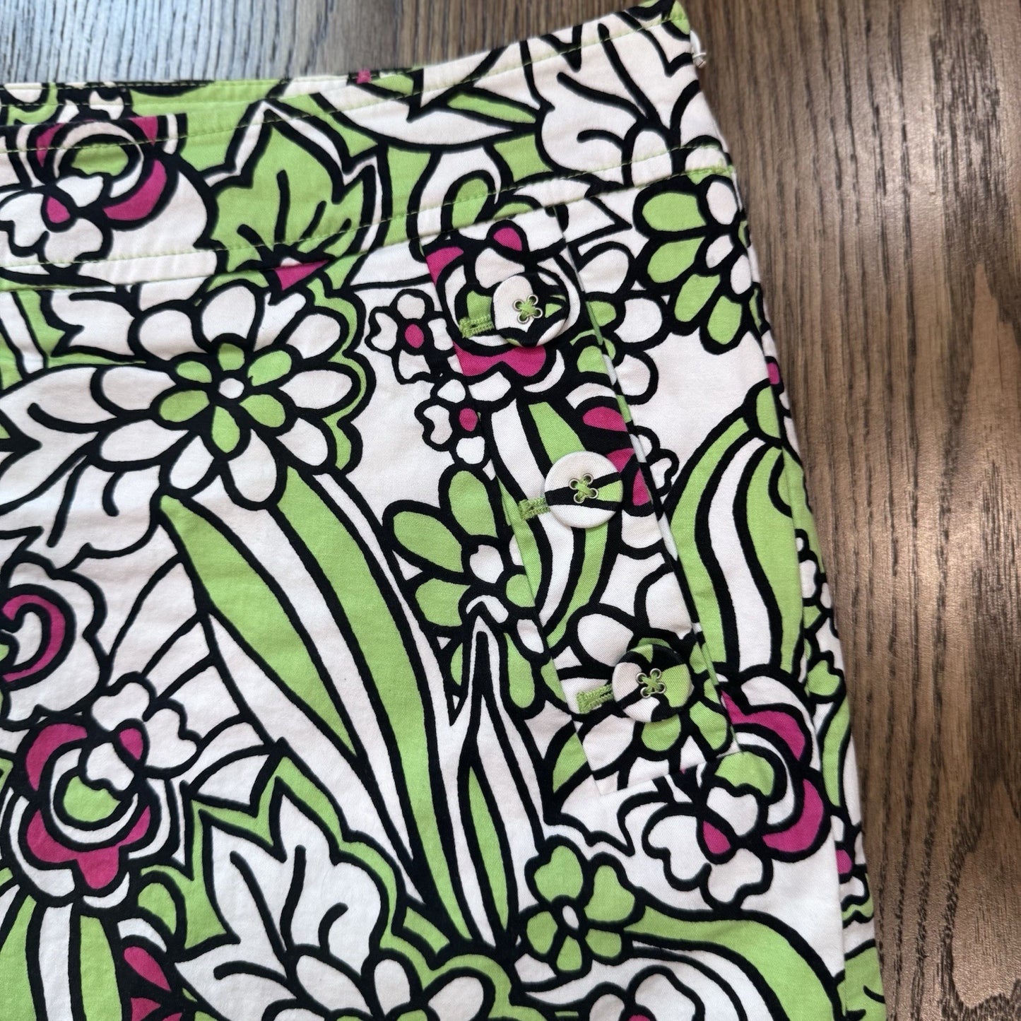 Liz Golf Women’s Floral Skort Size 14 Green Pink White Cotton Stretch