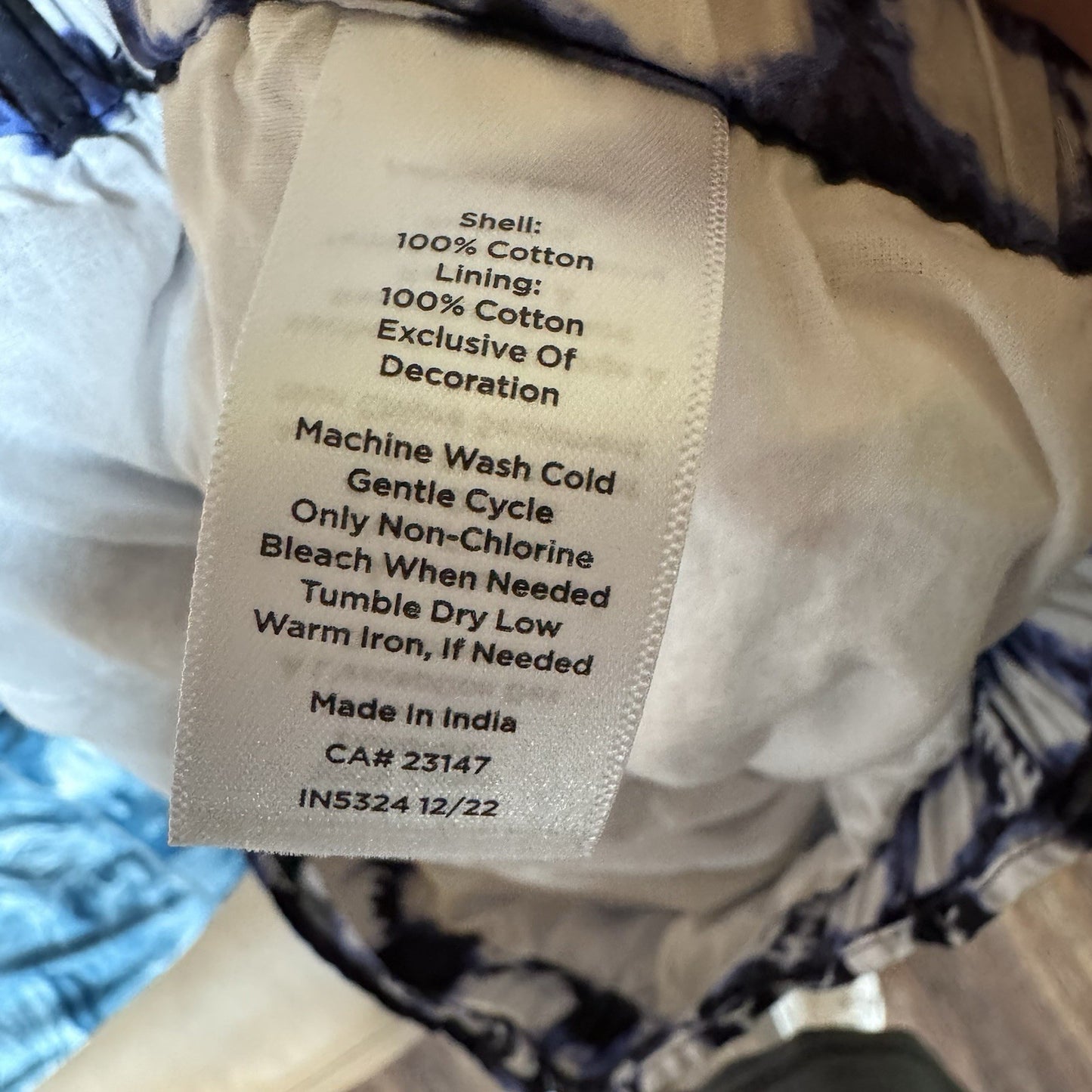 Talbots Women’s Drawstring Shorts XS | Blue Black White Boho Print | 100% Cotton