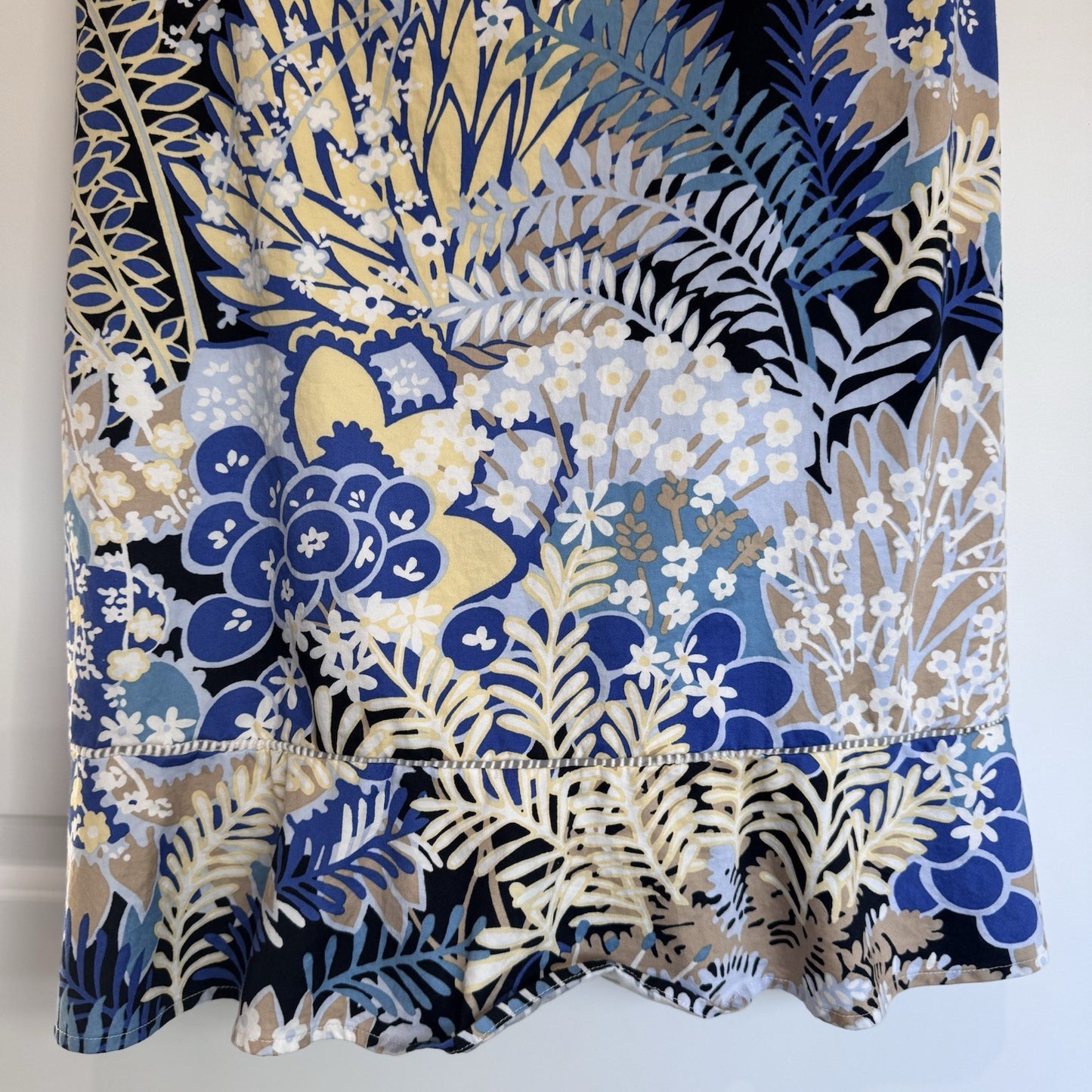 Talbots Petites Floral Sheath Dress Women’s 6P Blue Beige Short Sleeve