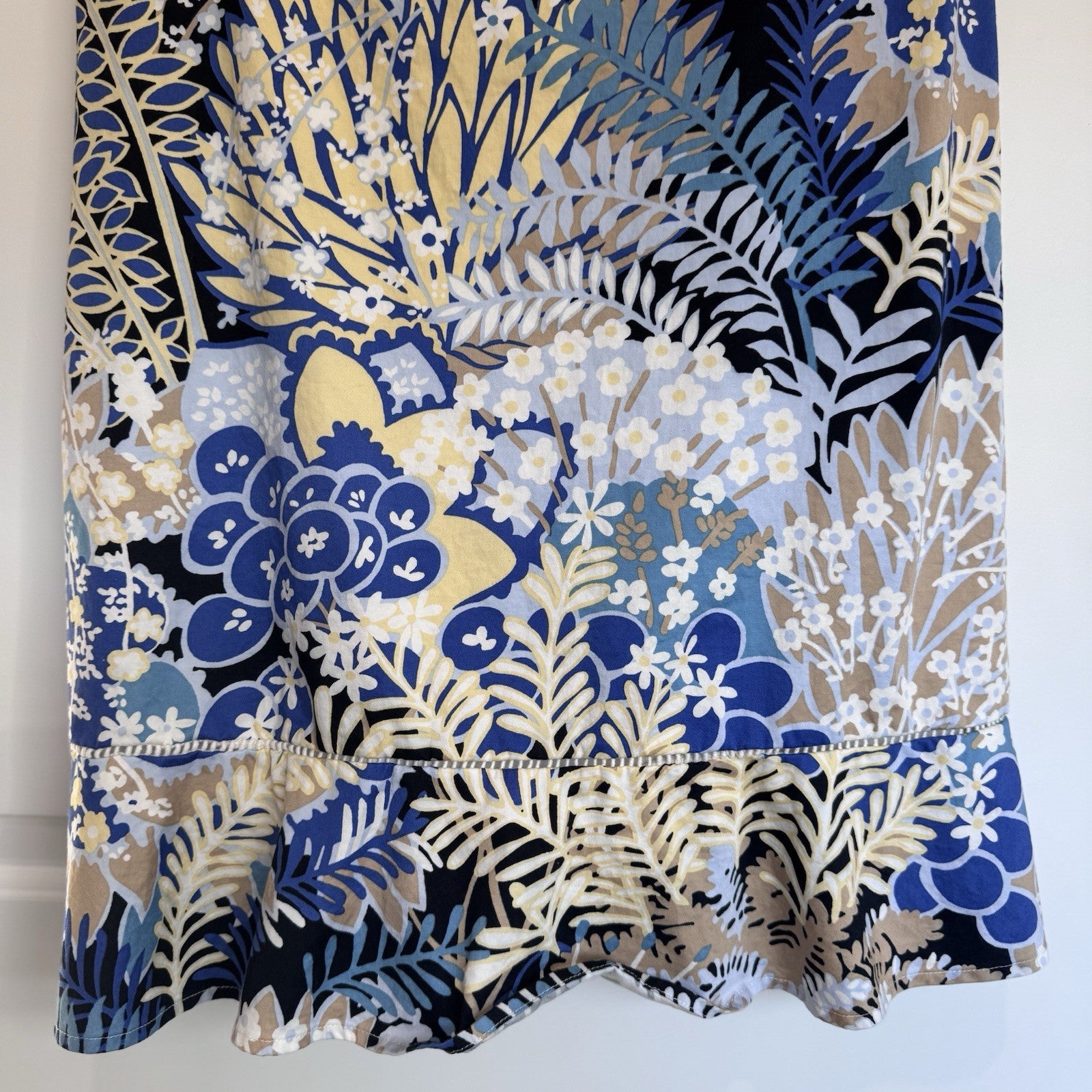 Talbots Petites Floral Sheath Dress Women’s 6P Blue Beige Short Sleeve