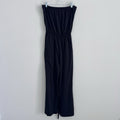 Moon Ryder Strapless Wide Leg Jumpsuit L Black Tie Waist USA Y2K