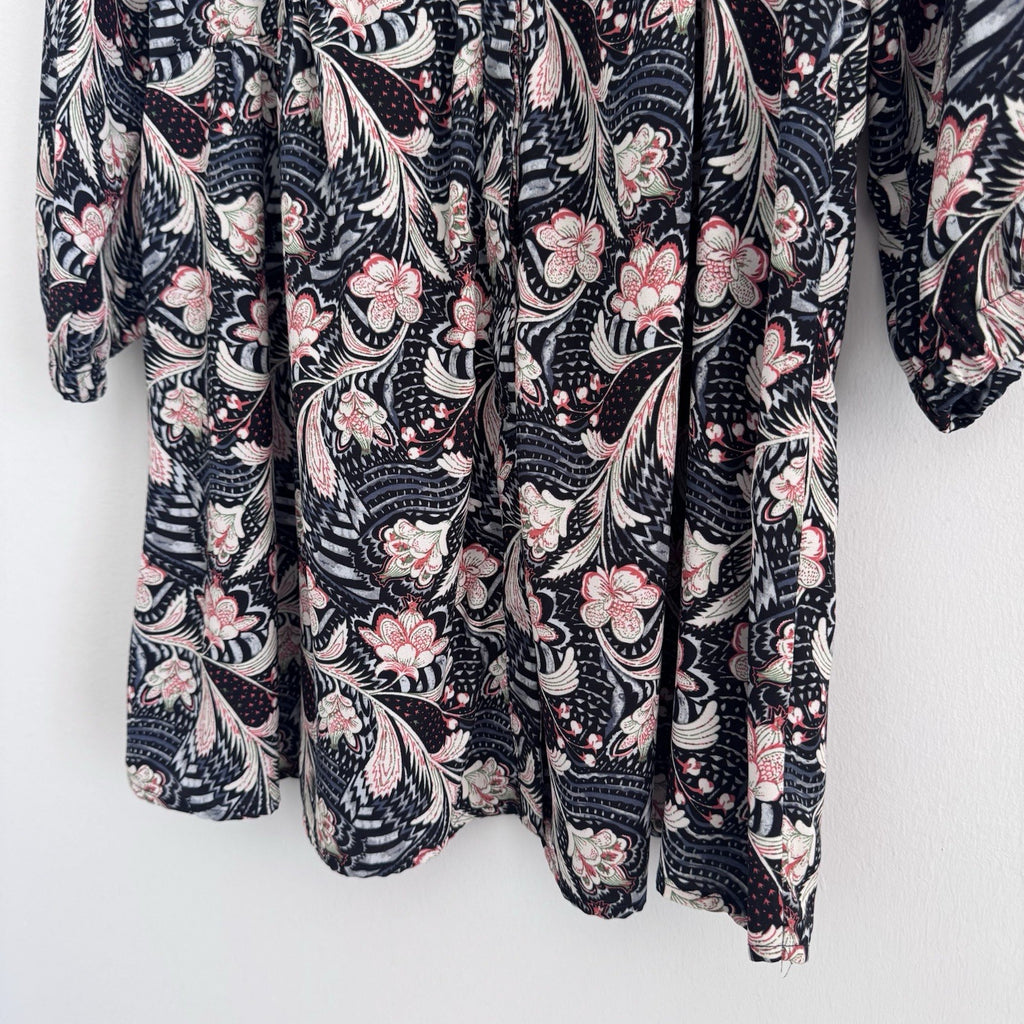 Melloday Womens M Floral Button Front Dress Long Sleeve Boho