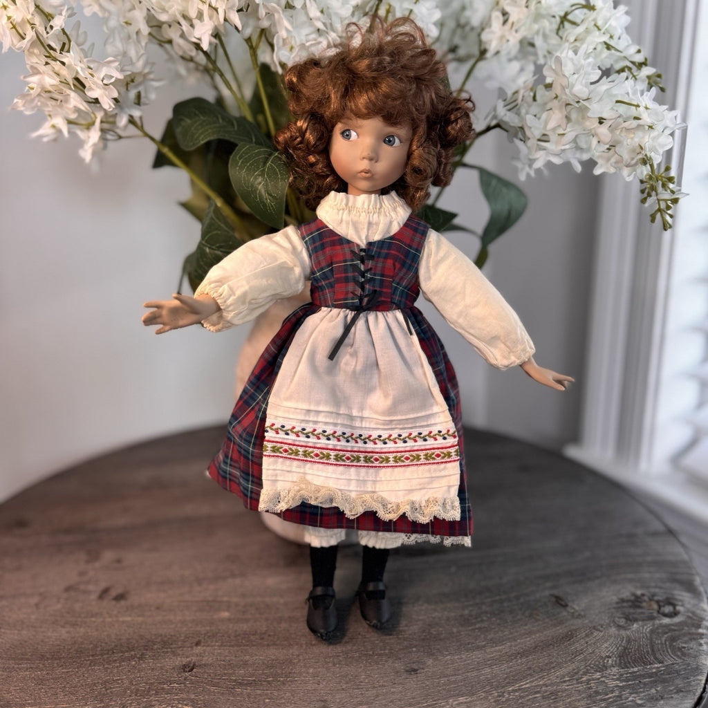 Lee Middleton Dianna Effner Porcelain Doll Vintage Plaid Tartan Dress 14"