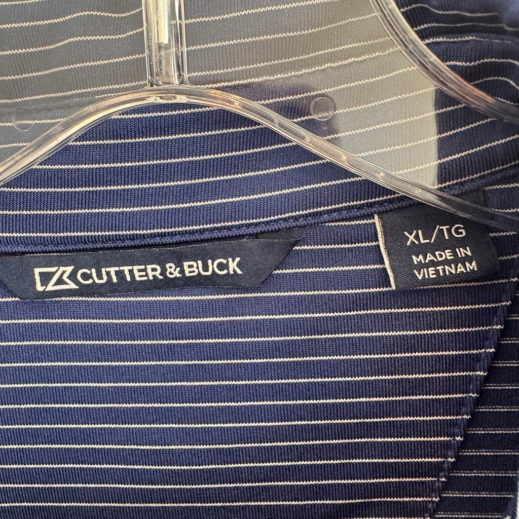 Cutter & Buck Absolut Juice Polo Shirt Mens XL Blue Stripe Golf Performance 