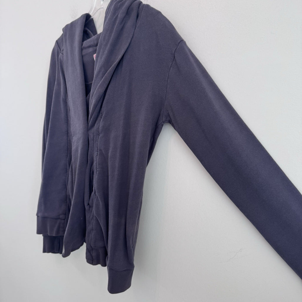 Free People Hooded Wrap Jacket Hoodie Purple Cotton Button Front Small Womens
