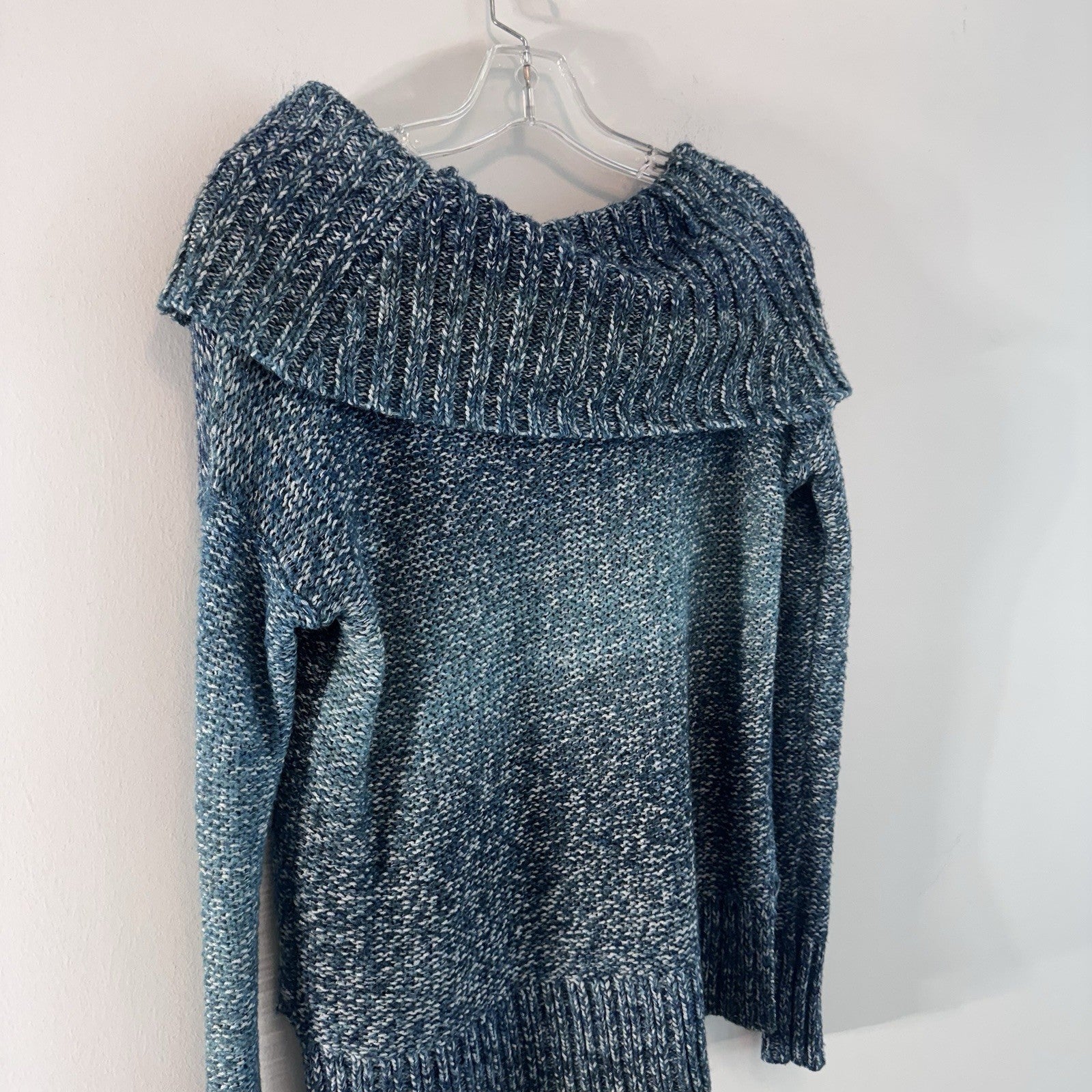 American Eagle XS Blue Marled Cowl Neck Sweater Metallic Cozy Boho