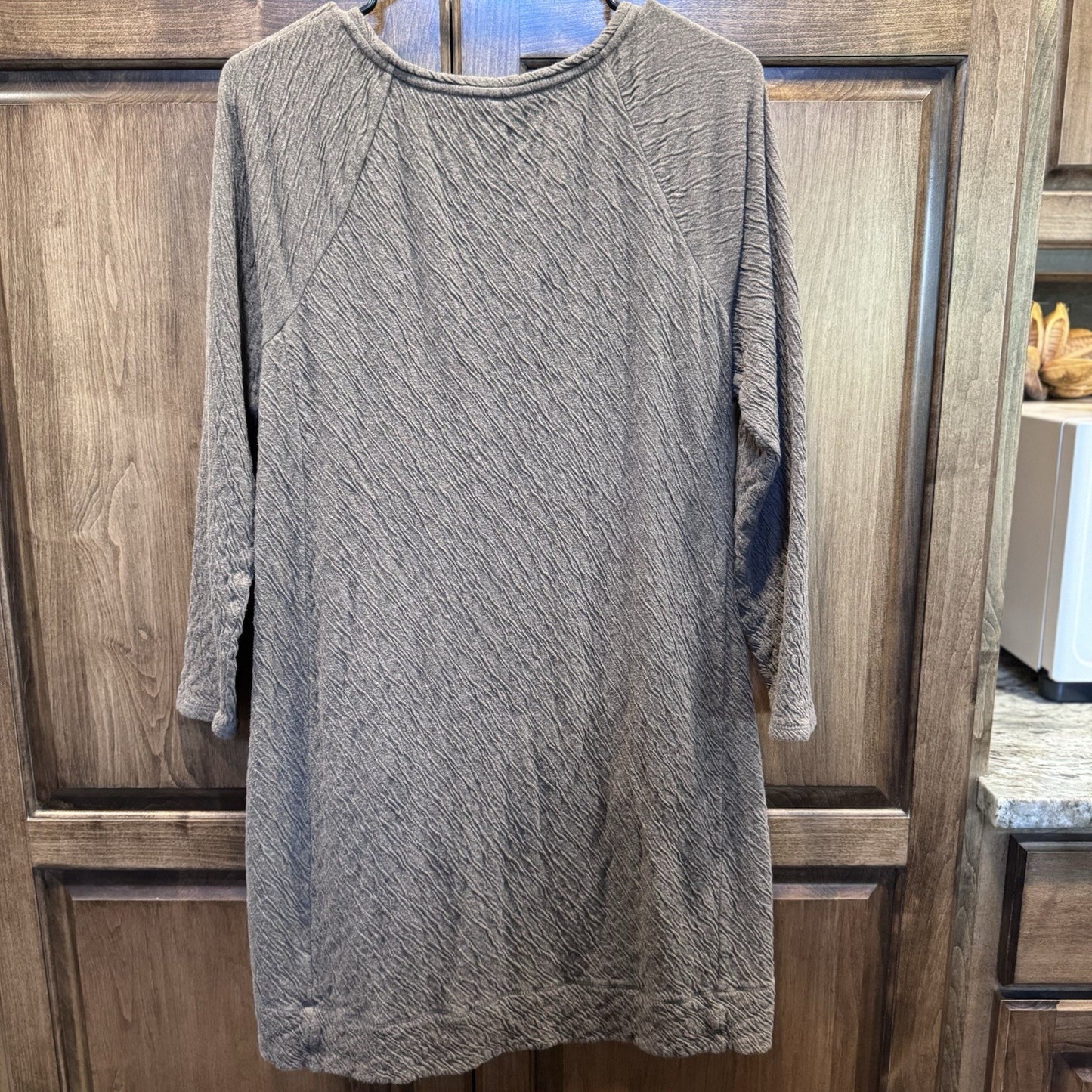 Pure Jill Women’s Textured Cotton Tunic Dress Gray Size Medium Pockets
