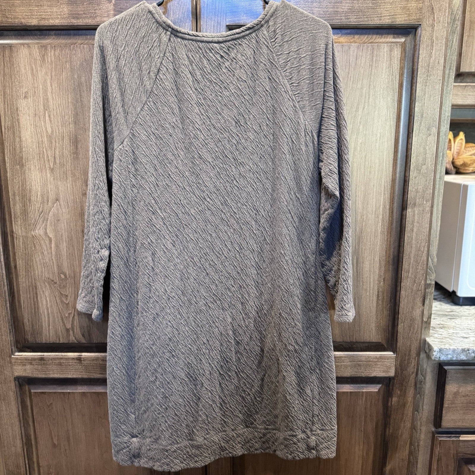 Pure Jill Women’s Textured Cotton Tunic Dress Gray Size Medium Pockets