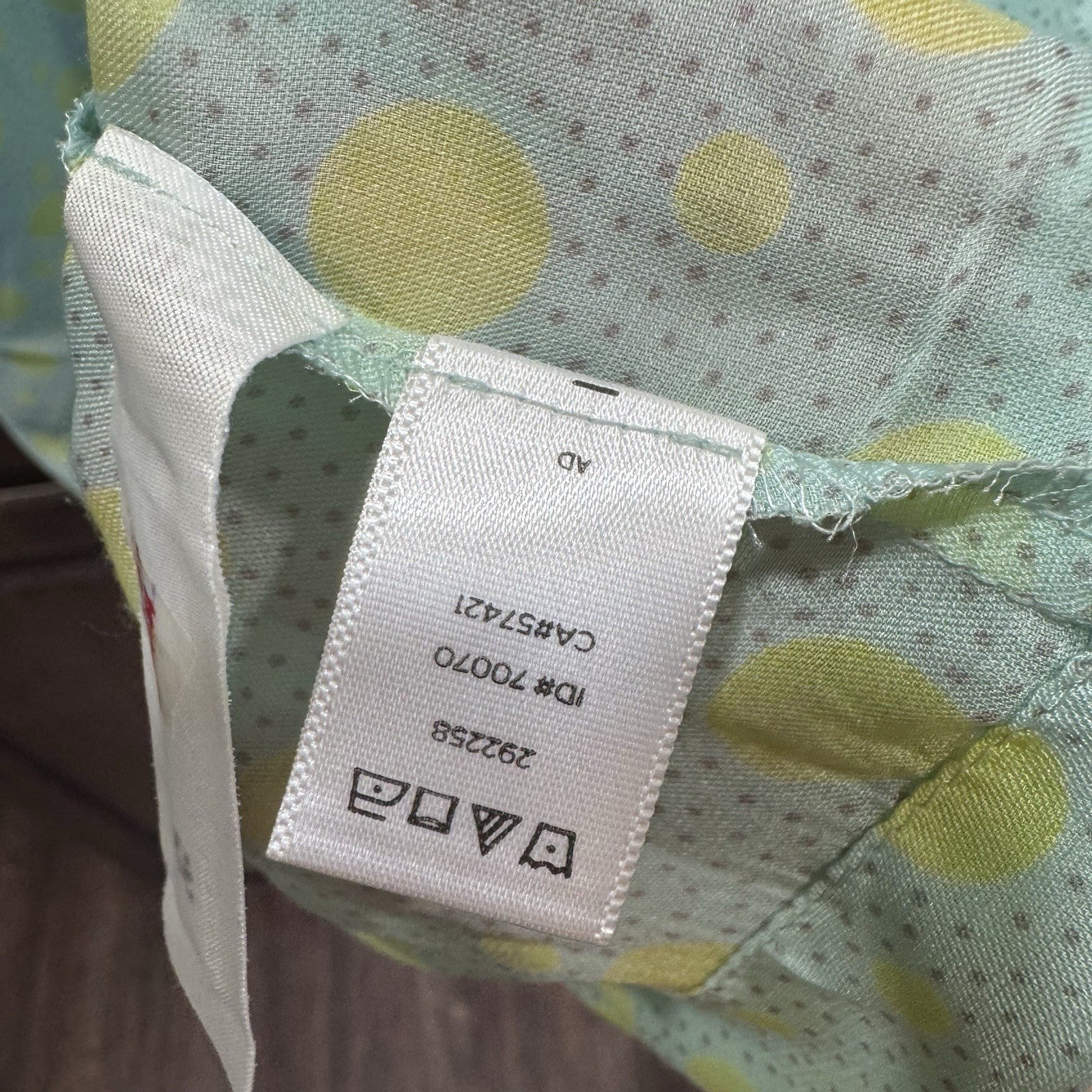 LOFT Women’s Blouse Large Green Polka Dot Peasant Top Long Sleeve Boho Sheer