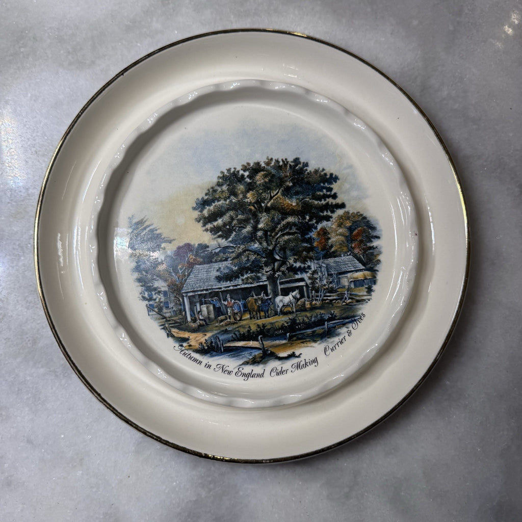 Vintage Currier & Ives Autumn in New England Cider Making Plate 8”