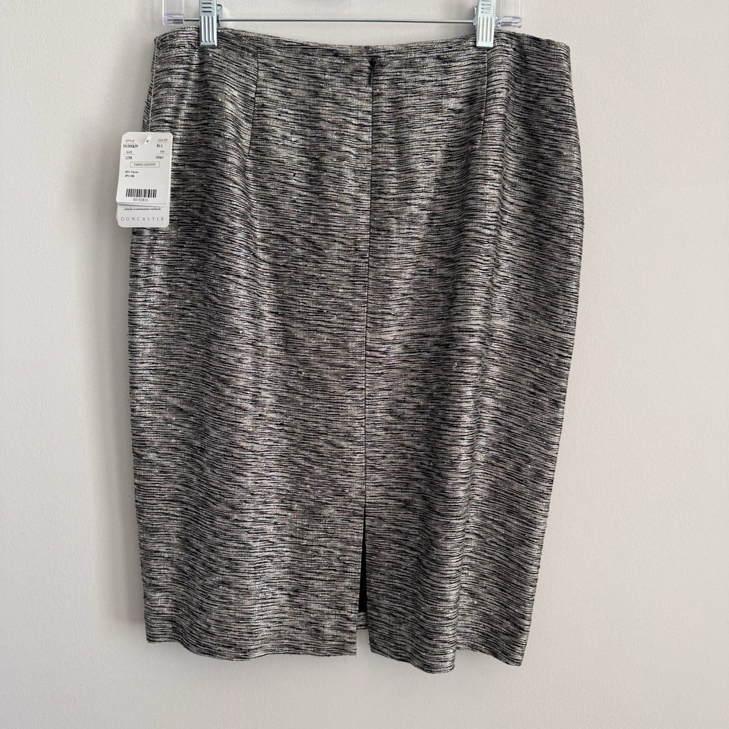 Doncaster Silk Blend Pencil Skirt Size 12 Black Gray Career Office NWT Women’s