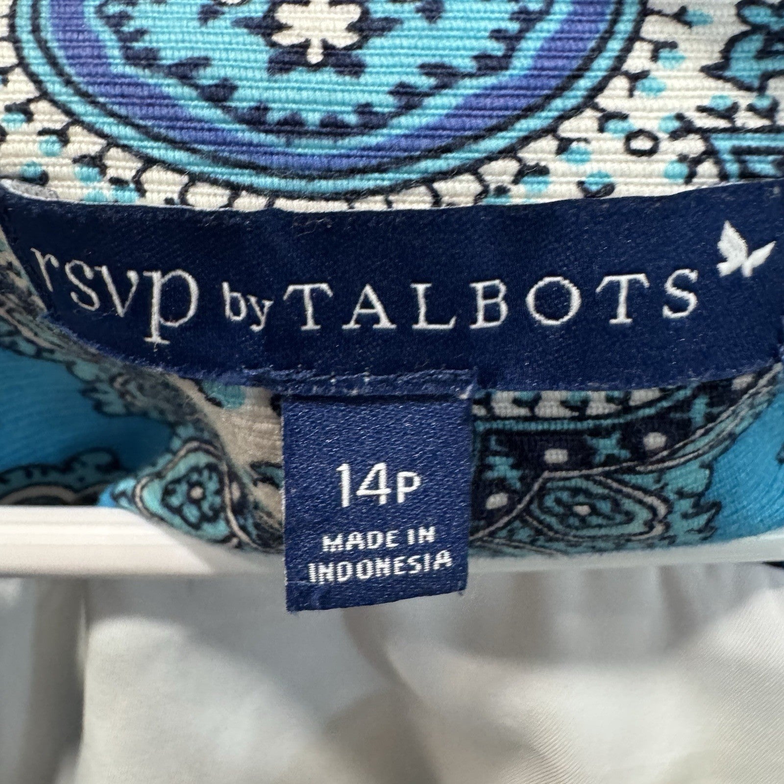 RSVP by Talbots Blue & White Paisley Sleeveless Blouse - Size 14P