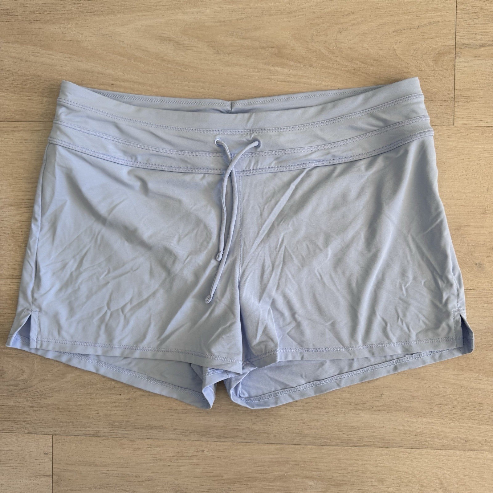 Athleta Womens Light Blue Athletic Shorts Drawstring Lined Size Small