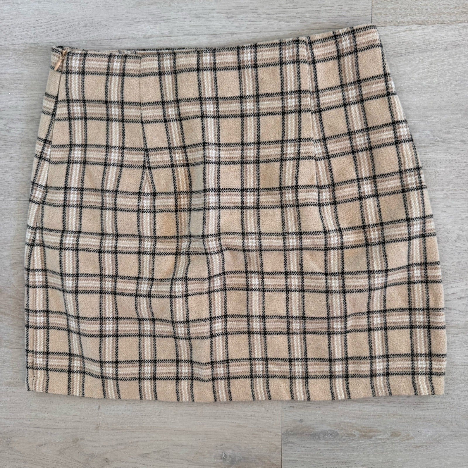 Princess Polly Plaid Mini Skirt XXS Tan Black Preppy Academia Women’s