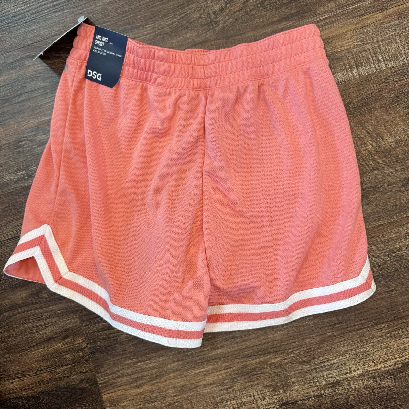 DSG Girls Mesh Shorts Coral Sky Size L NWT $20 Mid Rise Relaxed Fit Pink
