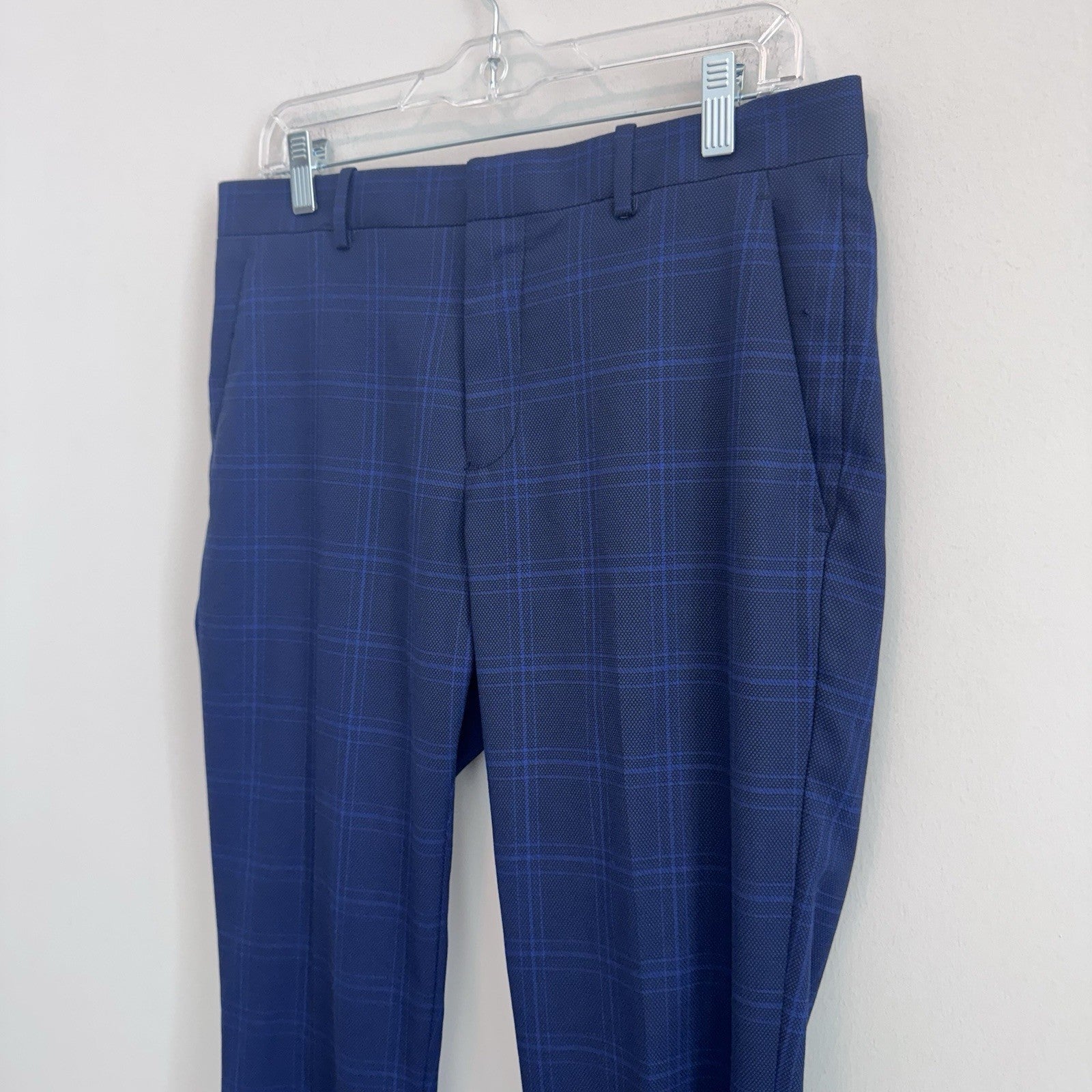 Banana Republic Factory 31x30 Blue Plaid Very Slim Stretch Dress Pants Men’s