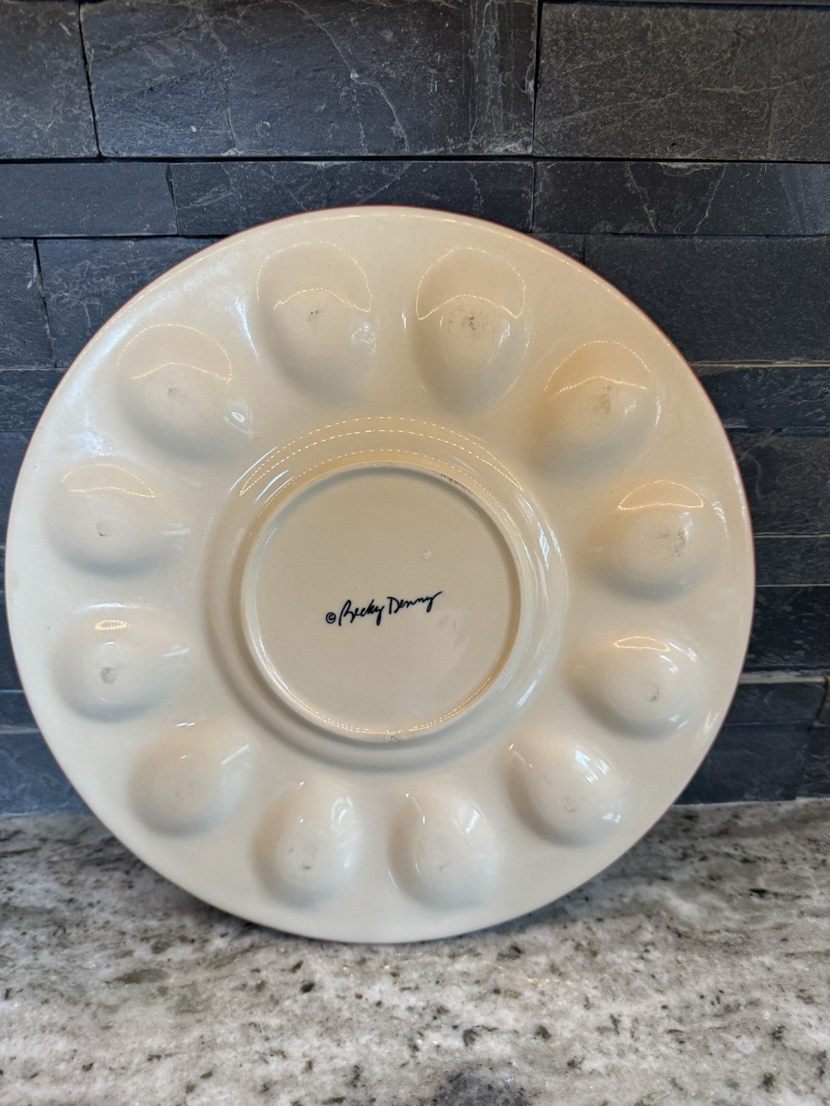 Becky Denny Southern Living at Home Cockadoodle Deviled Egg Plate Dish Platter