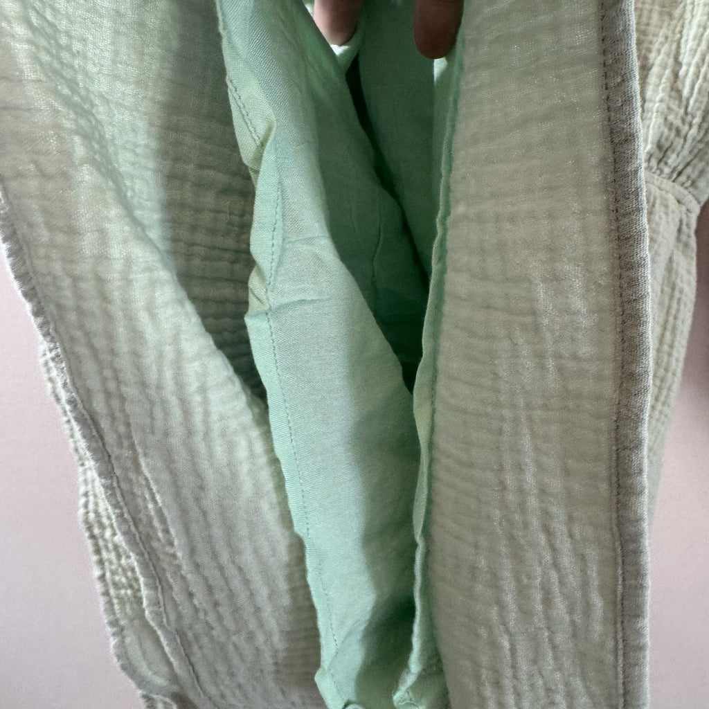 Entro Mint Gauze Romper Dress M Boho Tie Front Tiered Cotton