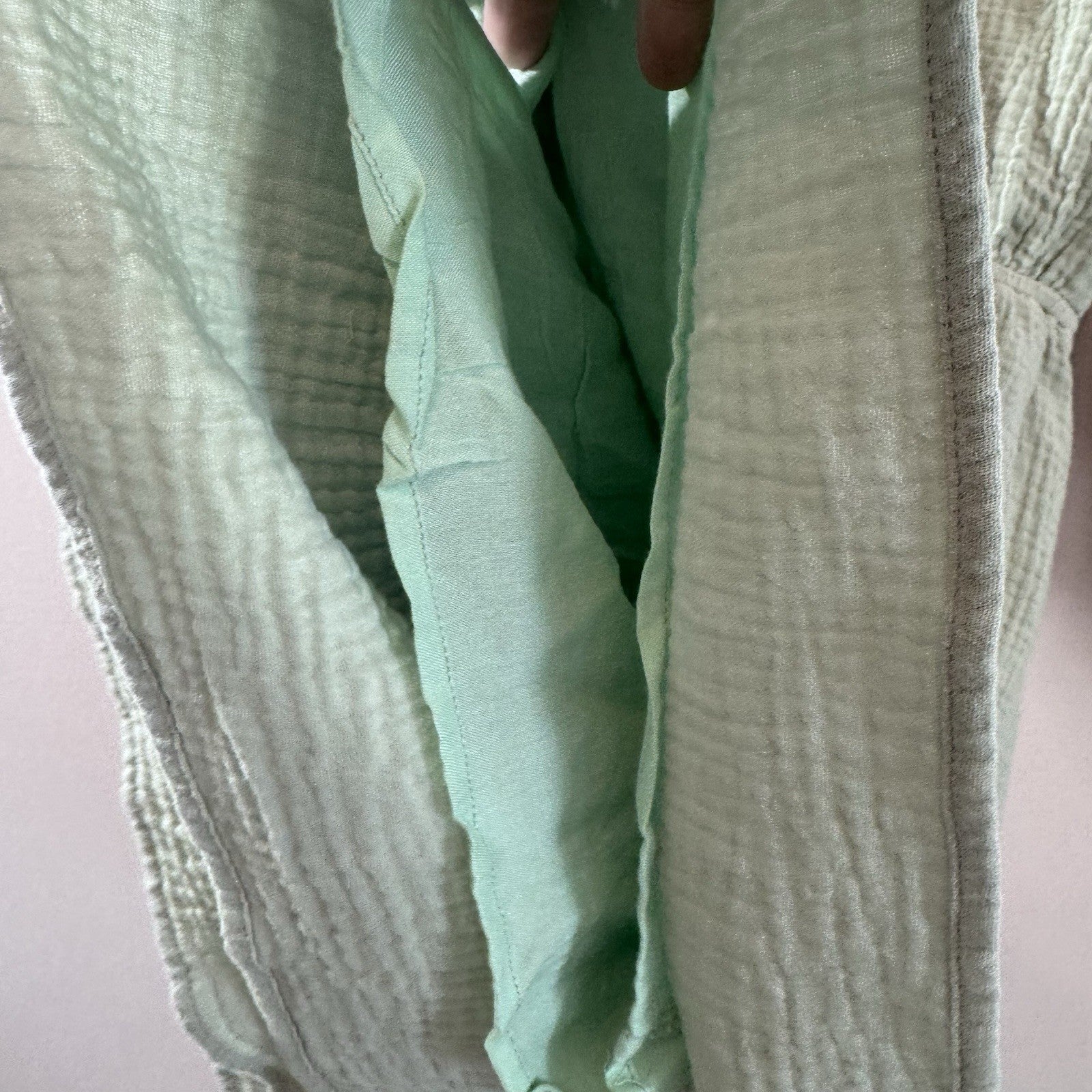 Entro Mint Gauze Romper Dress M Boho Tie Front Tiered Cotton