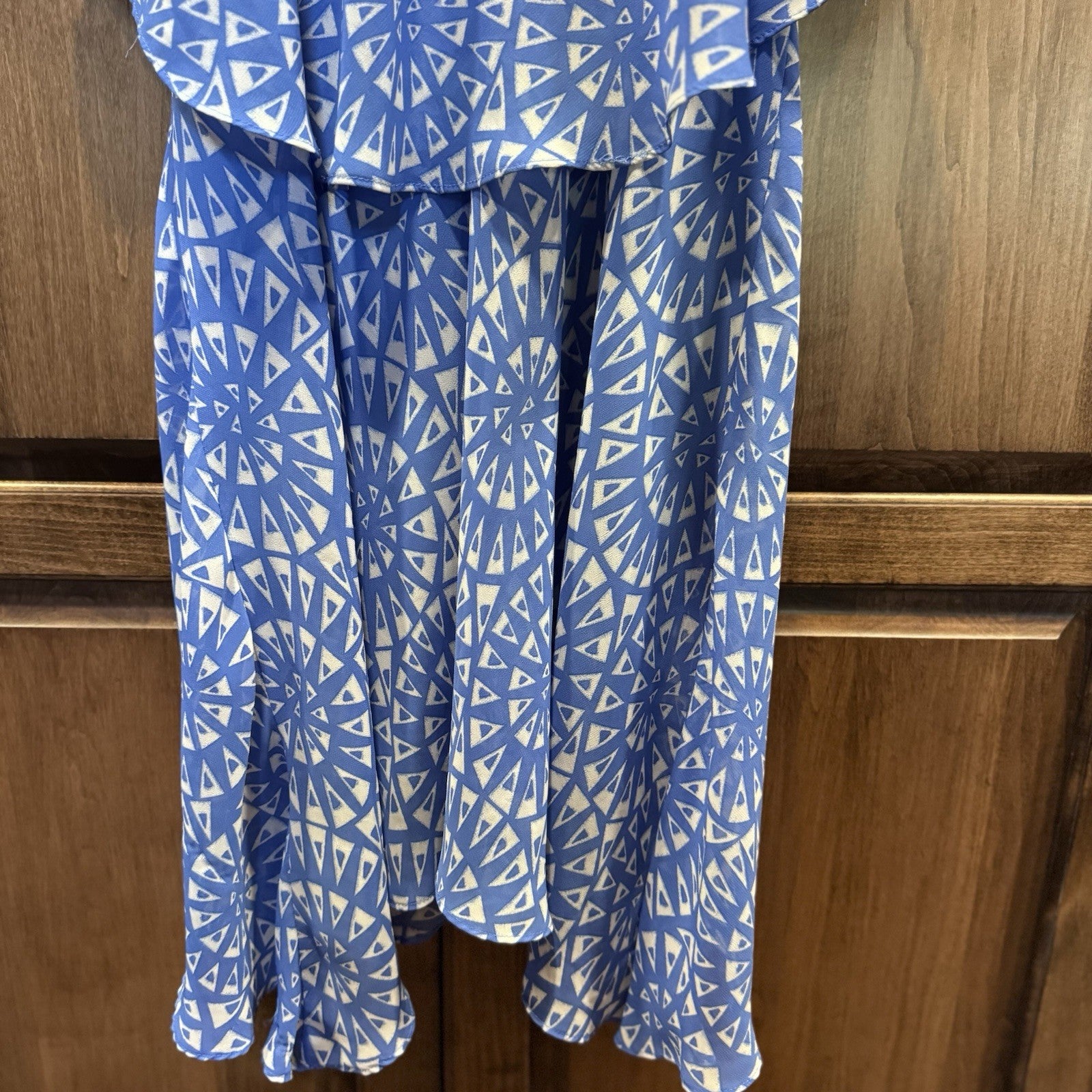 London Times Women’s Blue Geometric Print Sleeveless Dress Size 4