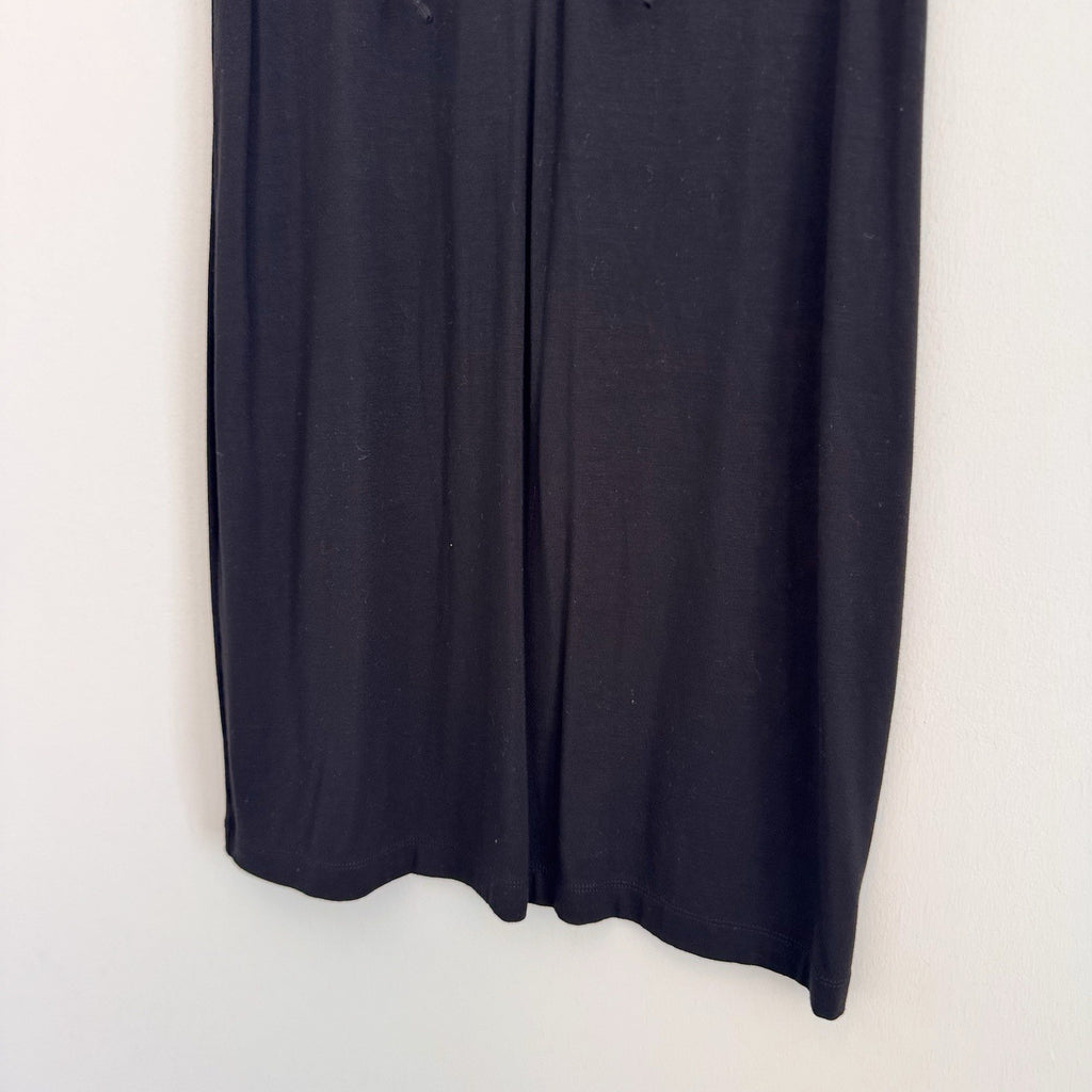 White House Black Market Black Lace Up Shift Dress Small S Matte Jersey