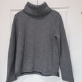 J.Crew Herringbone Funnel Neck Top Medium Black White Long Sleeve Knit Pullover