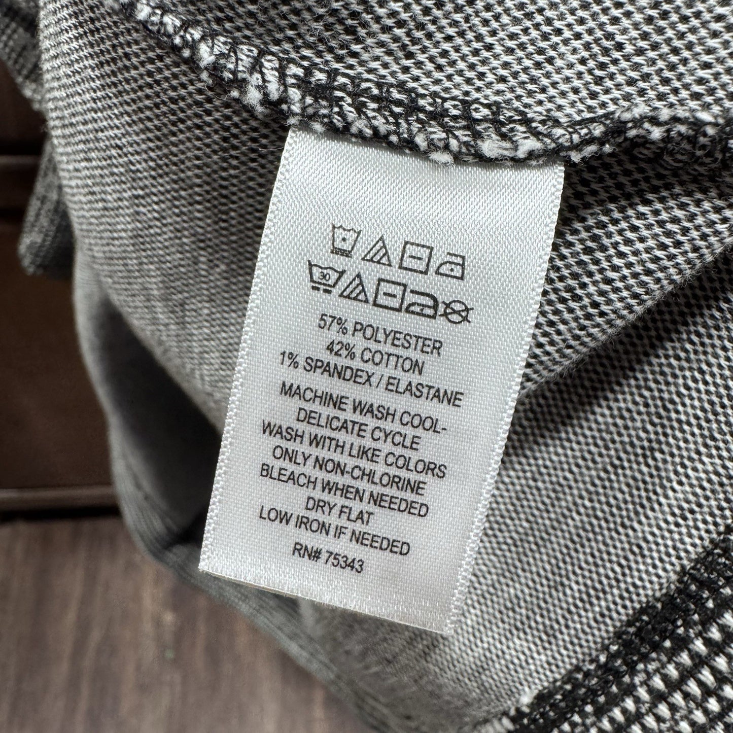 Tahari Women’s Knit Shift Dress Gray Black Textured Long Sleeve Pocket Size L