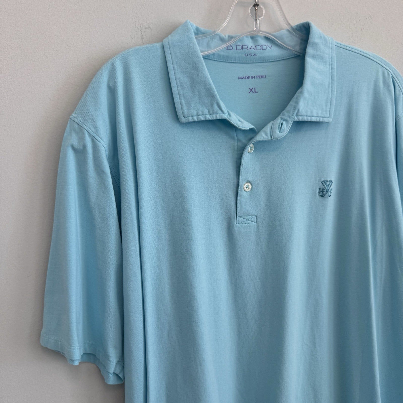 B. Draddy Luxury Pima Cotton Polo Light Blue HYC Golf Harbor Yacht Club XL