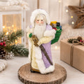 K's Collection 7" Old World Porcelain Santa Figurine with Faux Fur & Toy Napsack