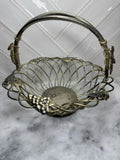 Vintage Godinger BASKET Silver Plate Fruit Grape Vine w/Moveable Handle 7x 8 in