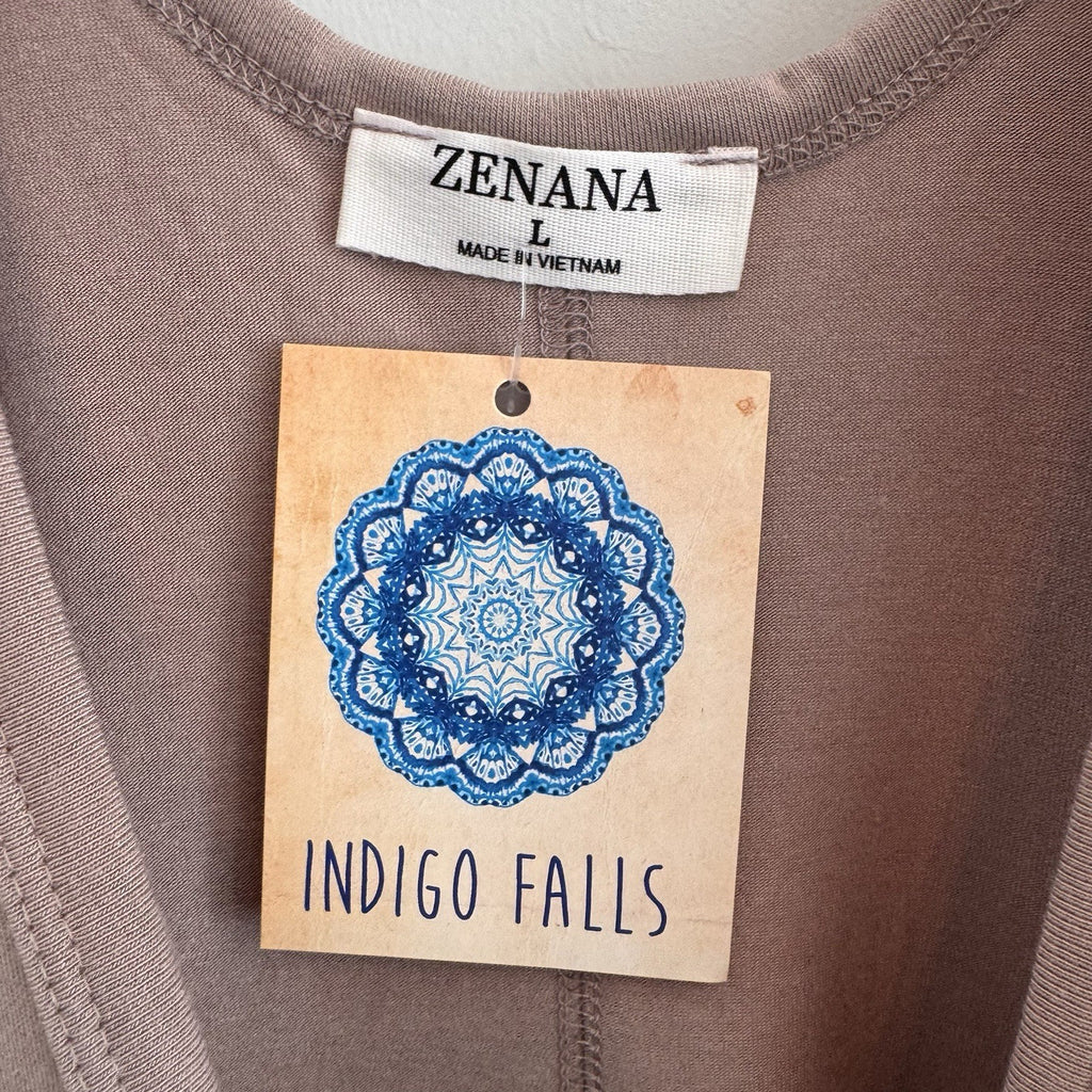 Zenana Flowy Tank Top L Mauve Pink Asymmetrical Boho Tunic Boutique NWT Women’s