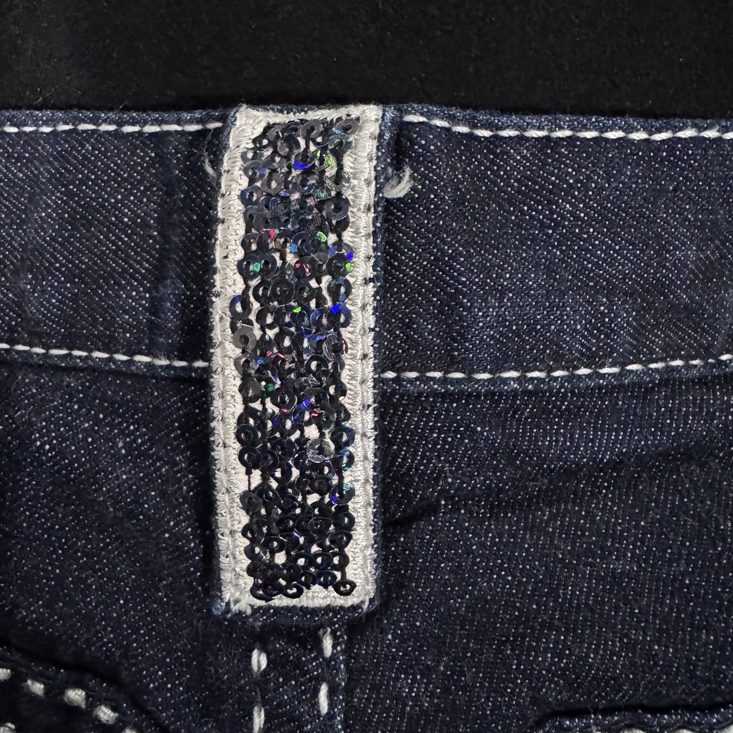 Coogi Jeans Capris 5/6 Juniors Dark Wash Sequin Embellished Denim Bling Logo Y2K