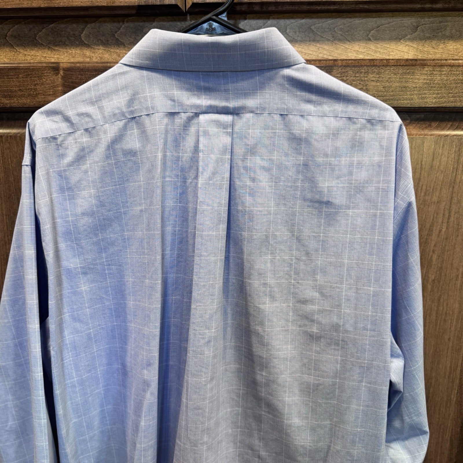 Brooks Brothers All Cotton Traditional Fit Non-iron Dress Shirt 17-34 blue check
