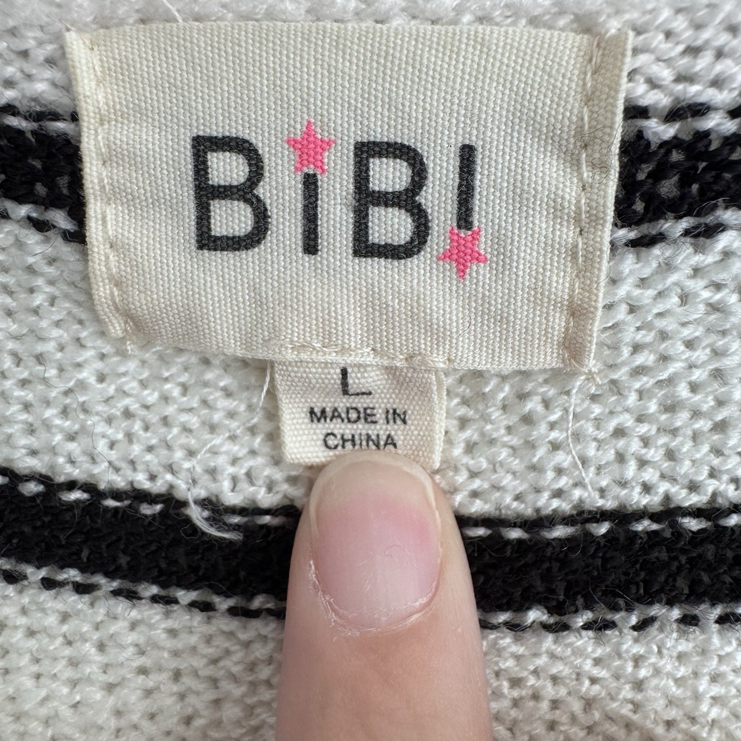 BiBi Striped Button Front Cardigan Dress White Black Size L Collared